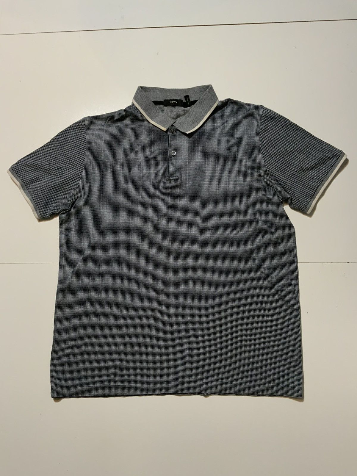 Theory $129 Theory Jacquard Band Ticking Short Sleeve Polo Shirt Size US XL / EU 56 / 4 - 2 Thumbnail