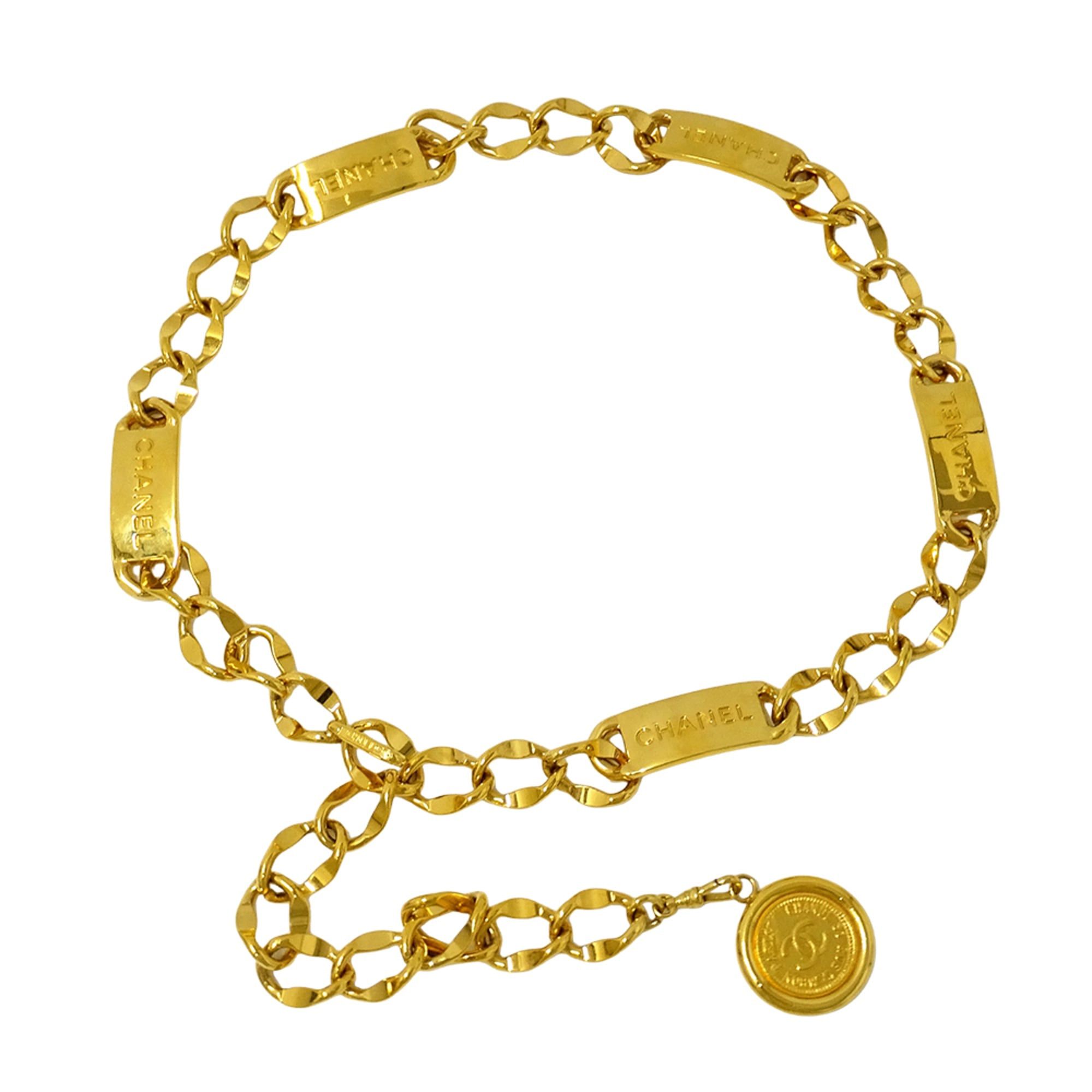 Chanel Chanel women's chain belt with gold logo plate and coin motif. Size ONE SIZE - 1 Thumbnail
