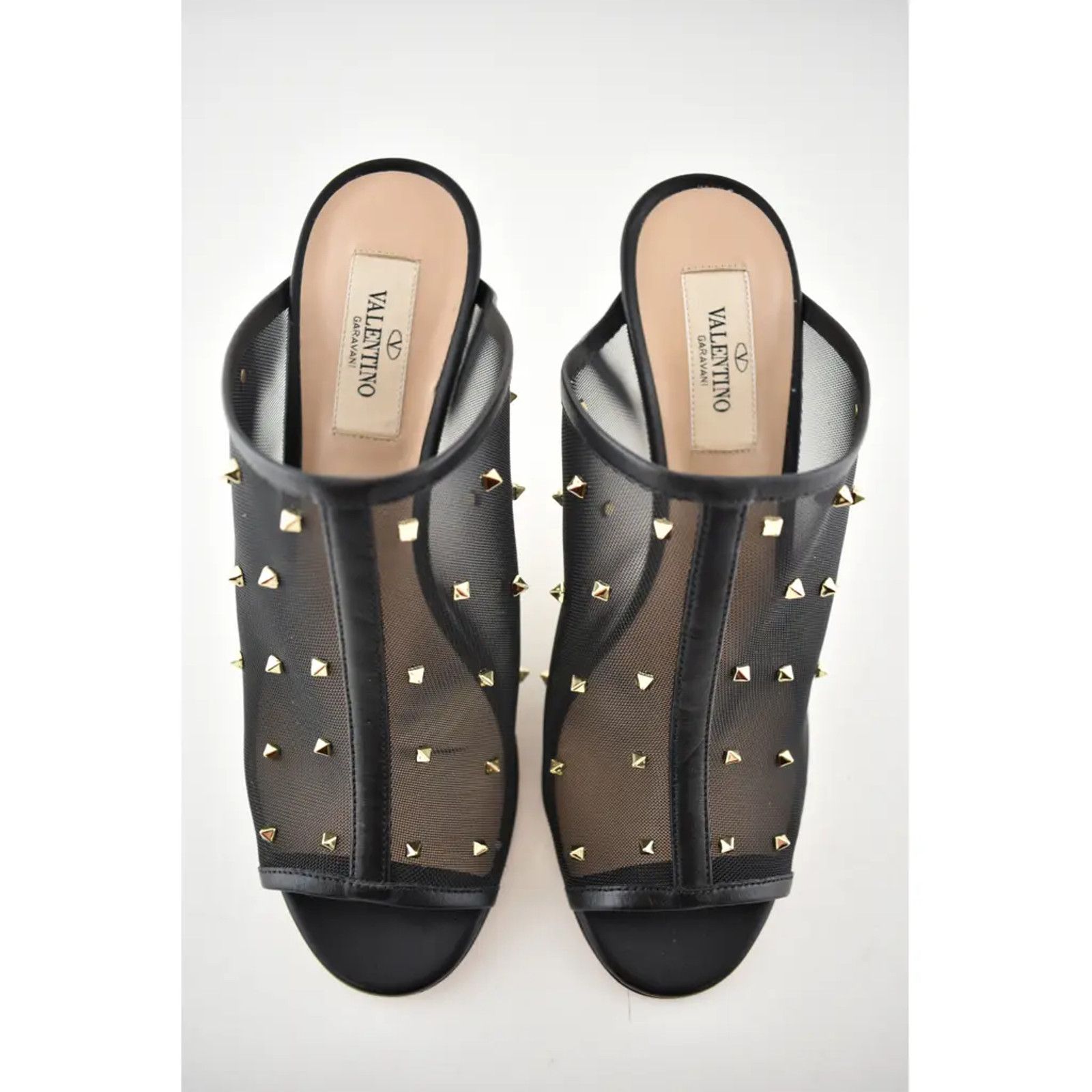 Valentino Valentino Rockstud Black Shining Mesh Mule Slide Backless Size US 6.5 / IT 36.5 - 6 Thumbnail
