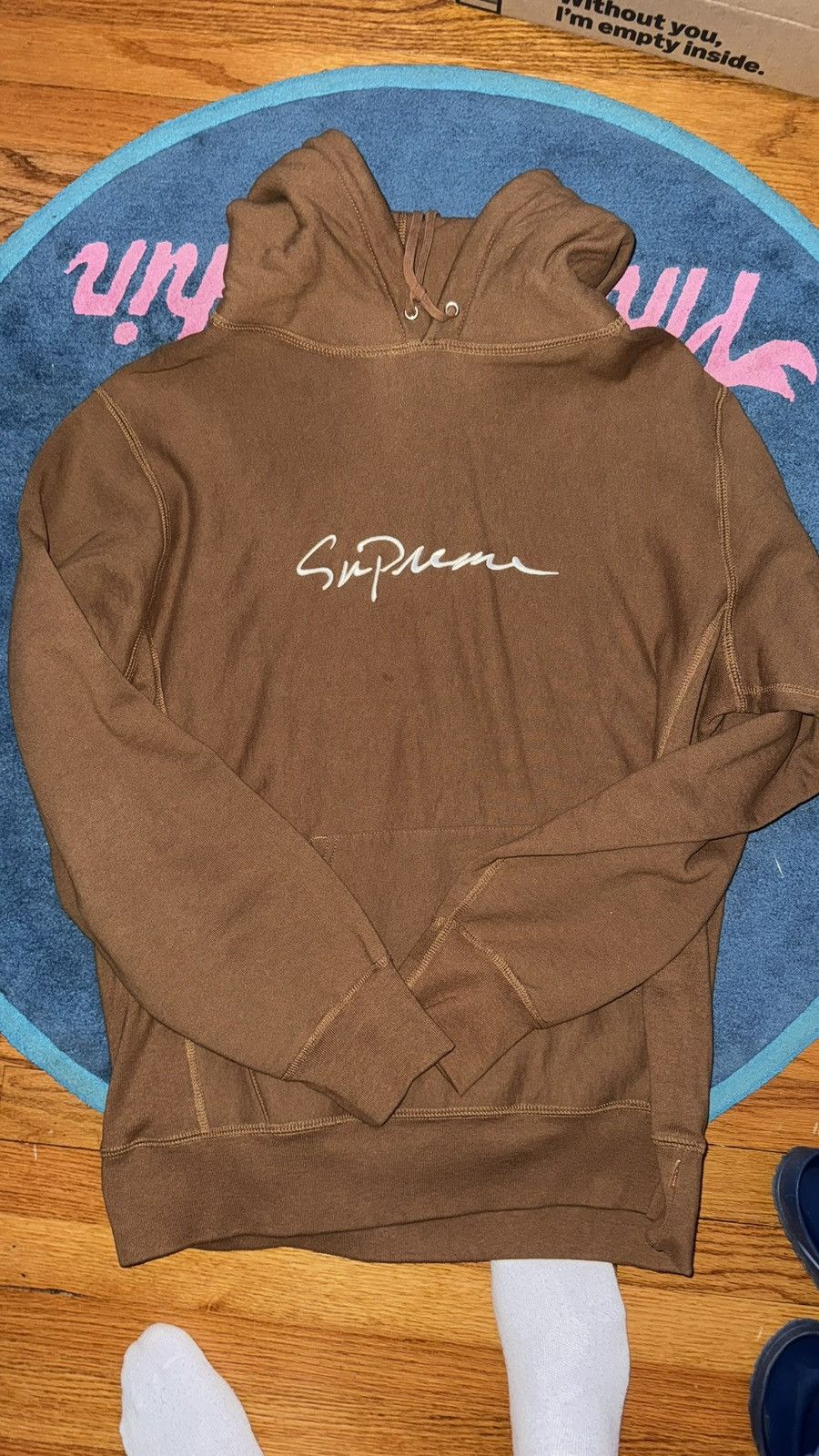 Supreme Supreme Script Hoodie (Brown) Size US L / EU 52-54 / 3 - 1 Thumbnail