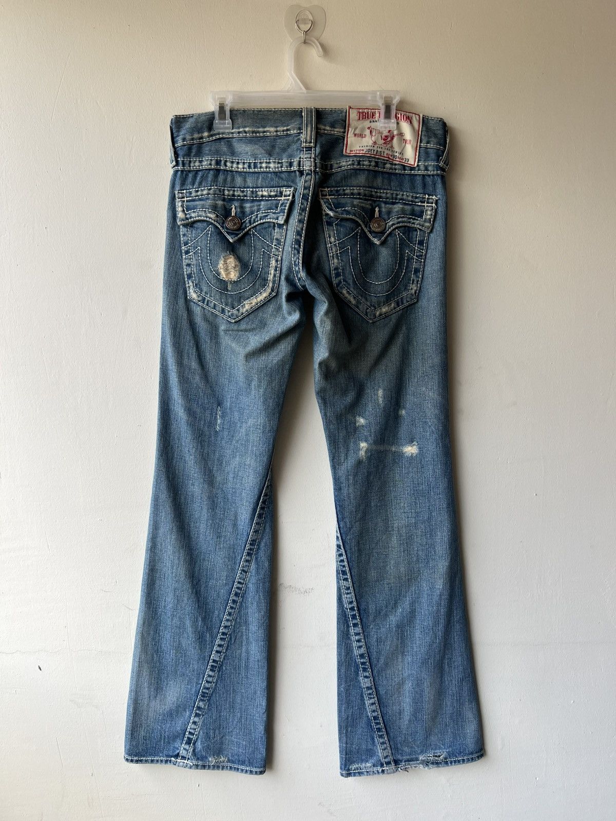True Religion VTG Y2K True Religion Joey Big T Distress Denim Flare Jeans Size US 30 / EU 46 - 3 Thumbnail