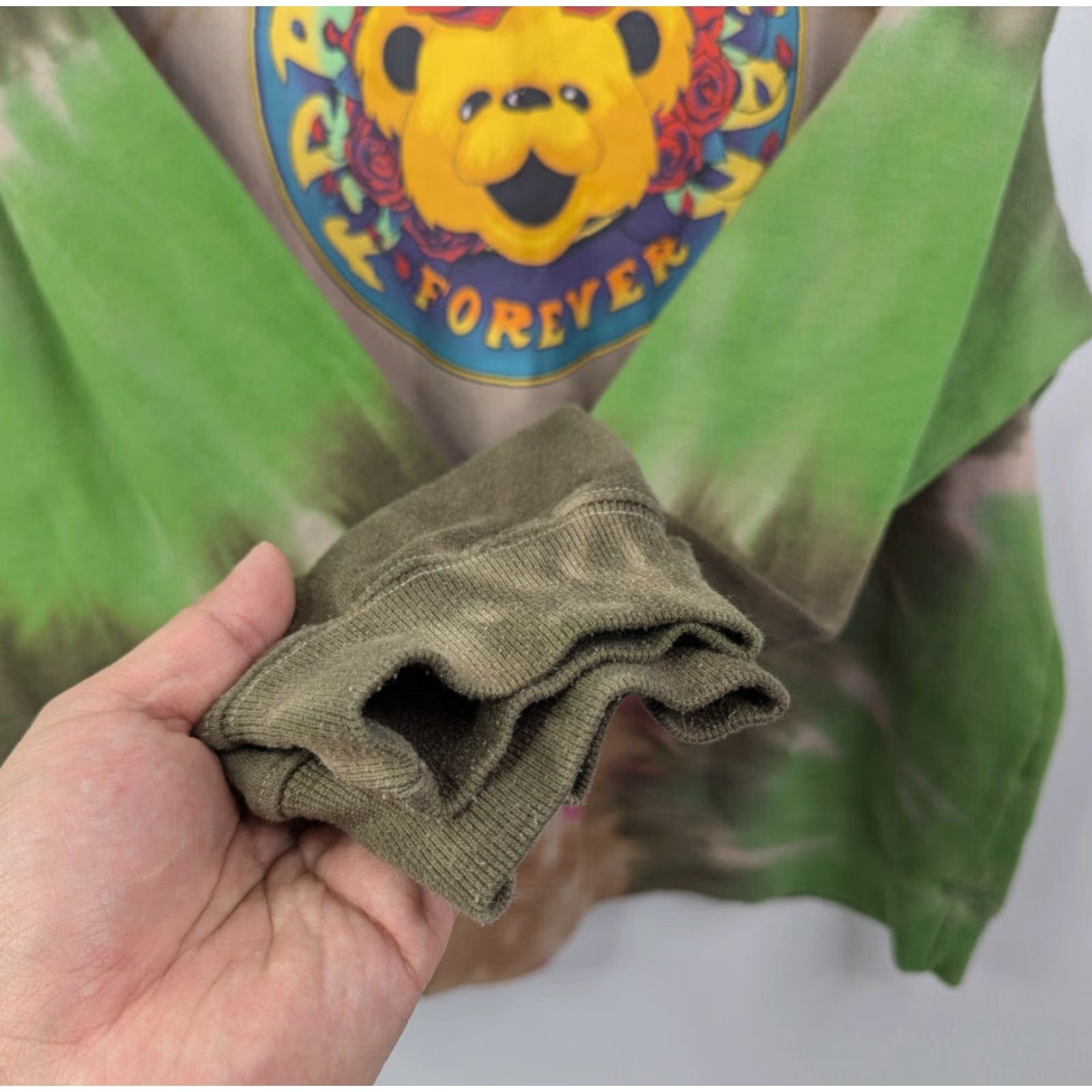 Vintage Grateful Dead Sweatshirt Womens 2XL Brown Tie Dye Bear Roses Hippie Band Pullover Crew Neck Long Sleeve Cotton Blend Knit Casual Size XXL / US 16-18 / IT 52-54 - 3 Thumbnail