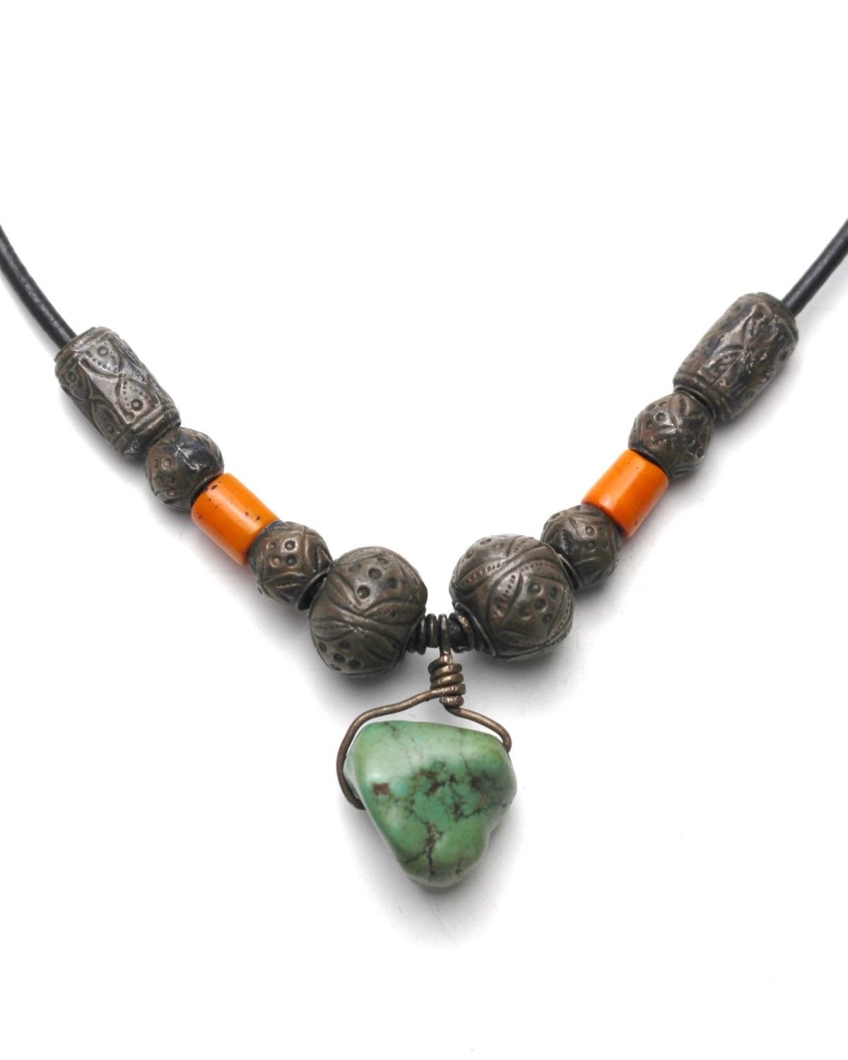 Vintage 2000S JAPANESE HANDCRAFTED TURQUOISE & METAL BEAD NECKLACE Size ONE SIZE - 2 Thumbnail