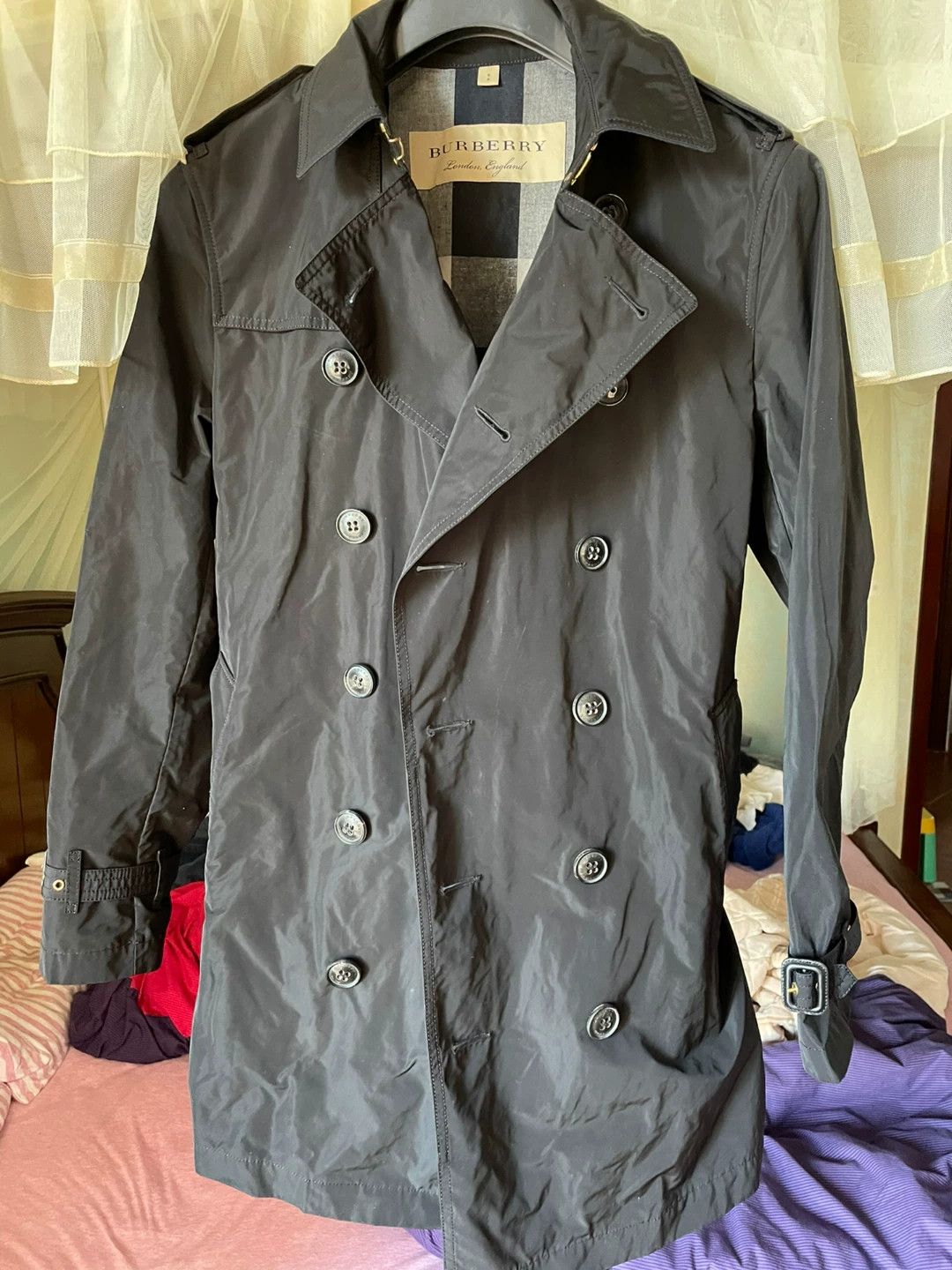 Burberry Burberry Men's Black Trench Coat Size US M / EU 48-50 / 2 - 1 Thumbnail