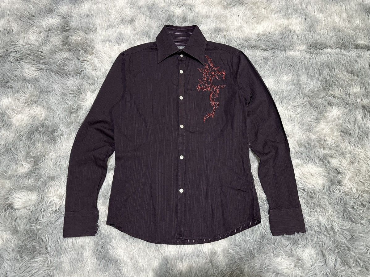 Tornado Mart 🔥Sick Y2K Tornado Mart Striped Shirt Tribal Embroidered Size US M / EU 48-50 / 2 - 3 Thumbnail