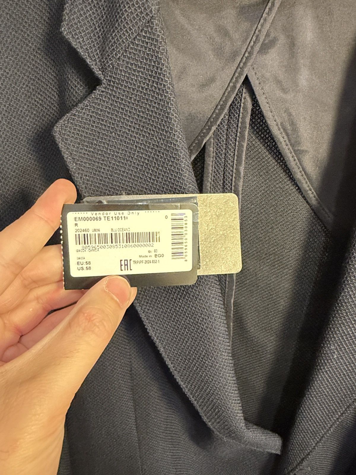 Emporio Armani Emporio Armani Navy Textured Blazer Size 48R - 5 Thumbnail