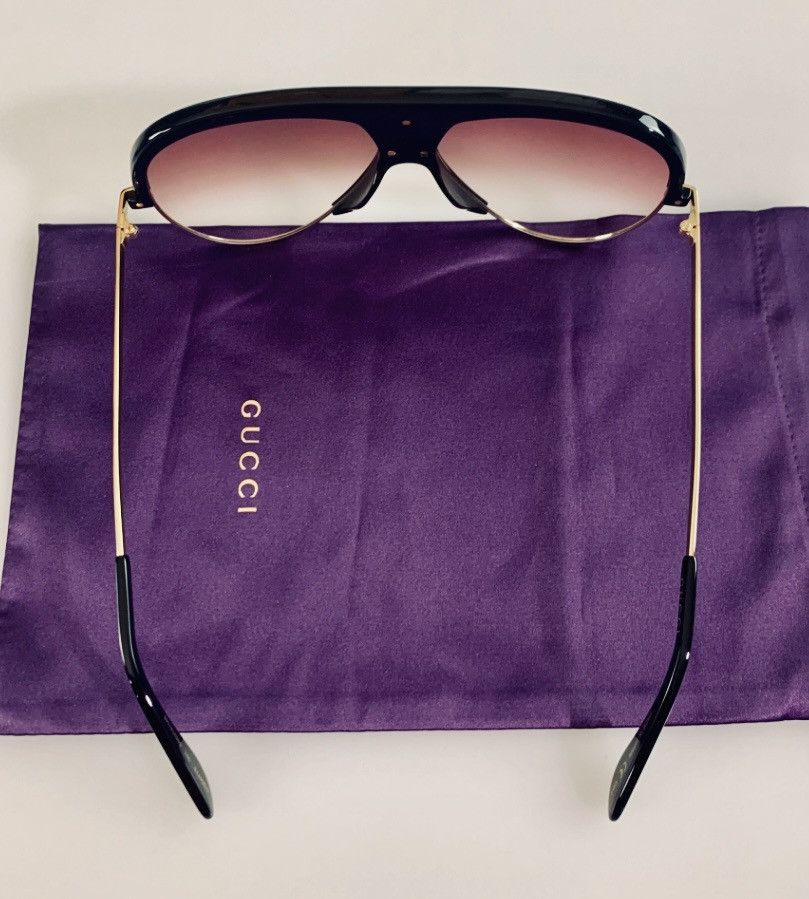 Gucci Gucci 🇯🇵 Black Resin GG Inlay Brow Metal Sunglasses NIB Size ONE SIZE - 4 Thumbnail