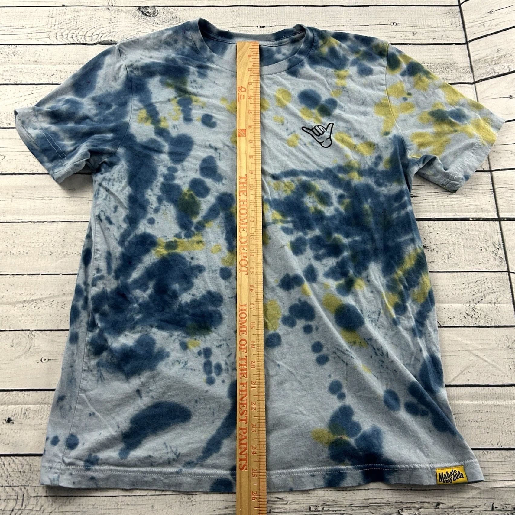 Vintage VINTAGE Mahalo My Dude Short Sleeve Tie Dye T Shirt Men's Large Blue Yellow Size US L / EU 52-54 / 3 - 5 Thumbnail