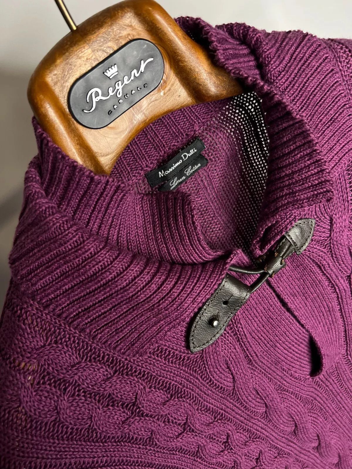 Massimo Dutti Massimo Dutti Purple Cable Knit Sweater XL Linen Cotton Size XL / US 12-14 / IT 48-50 - 6 Thumbnail