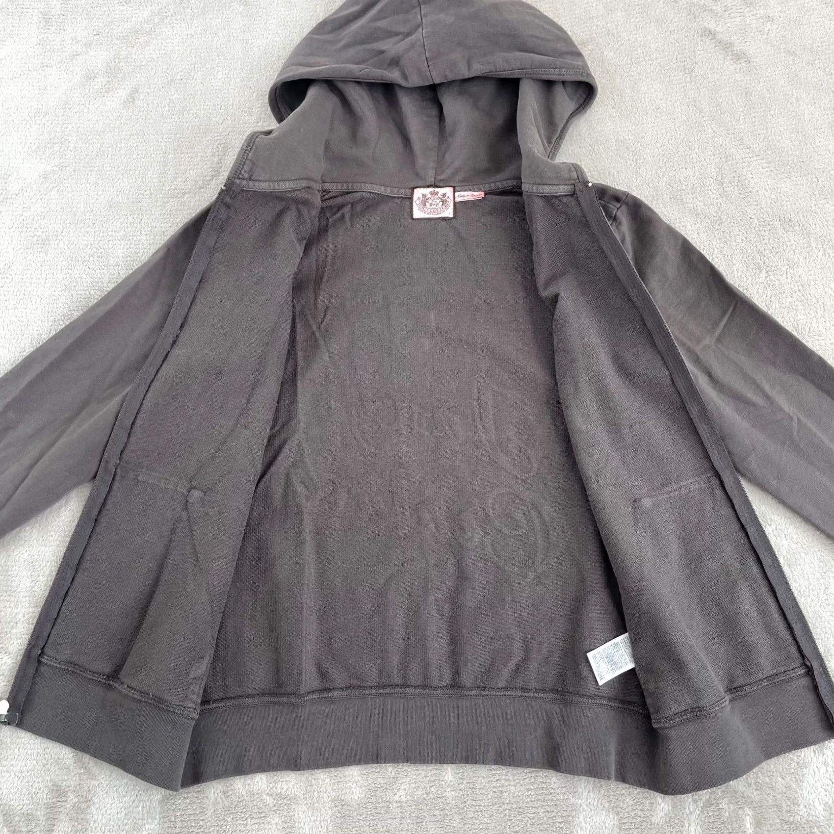 Juicy Couture VINTAGE Juicy Couture Hoodie Women Large Gray Back Logo Long Sleeve Full Zip Knit French Terry 100% Cotton Grunge Decade 90s Mens Womens Size L / US 10 / IT 46 - 4 Thumbnail