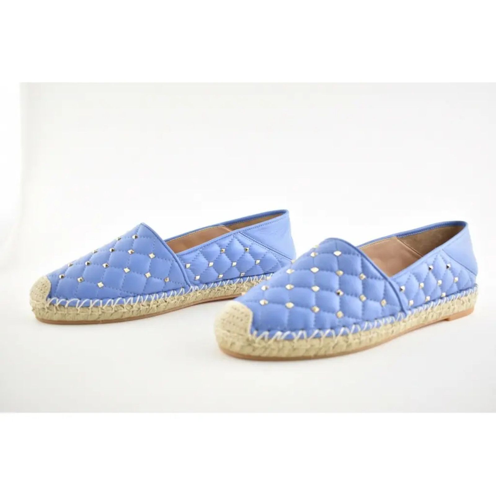 Valentino Valentino Rockstud Spike Blue Quilted Leather Slide Back Size US 7 / IT 37 - 10 Thumbnail