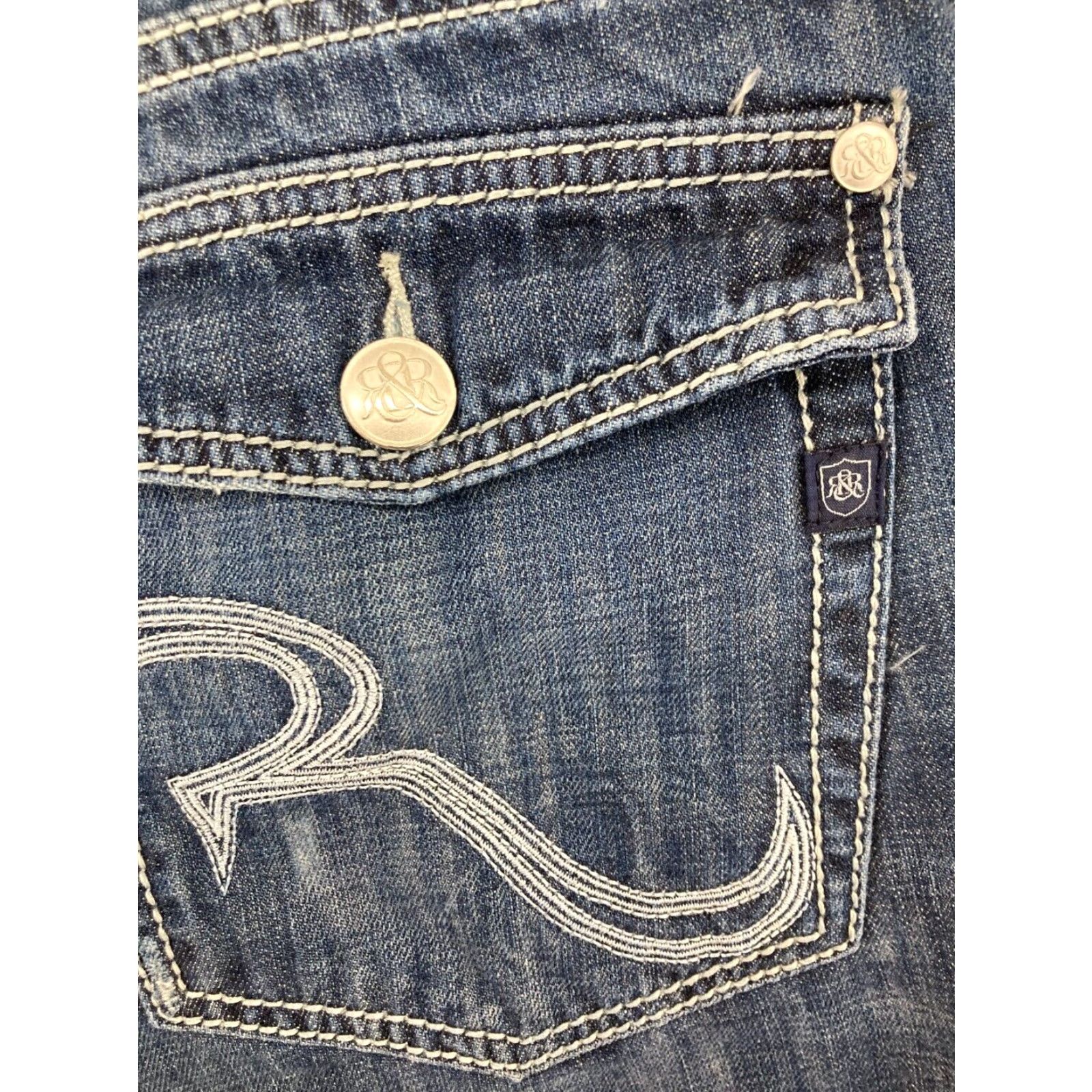 Vintage Mens Rock Republic Rebellion Jeans 33x32 Button Pocket Thick Stitch Size US 33 - 7 Thumbnail