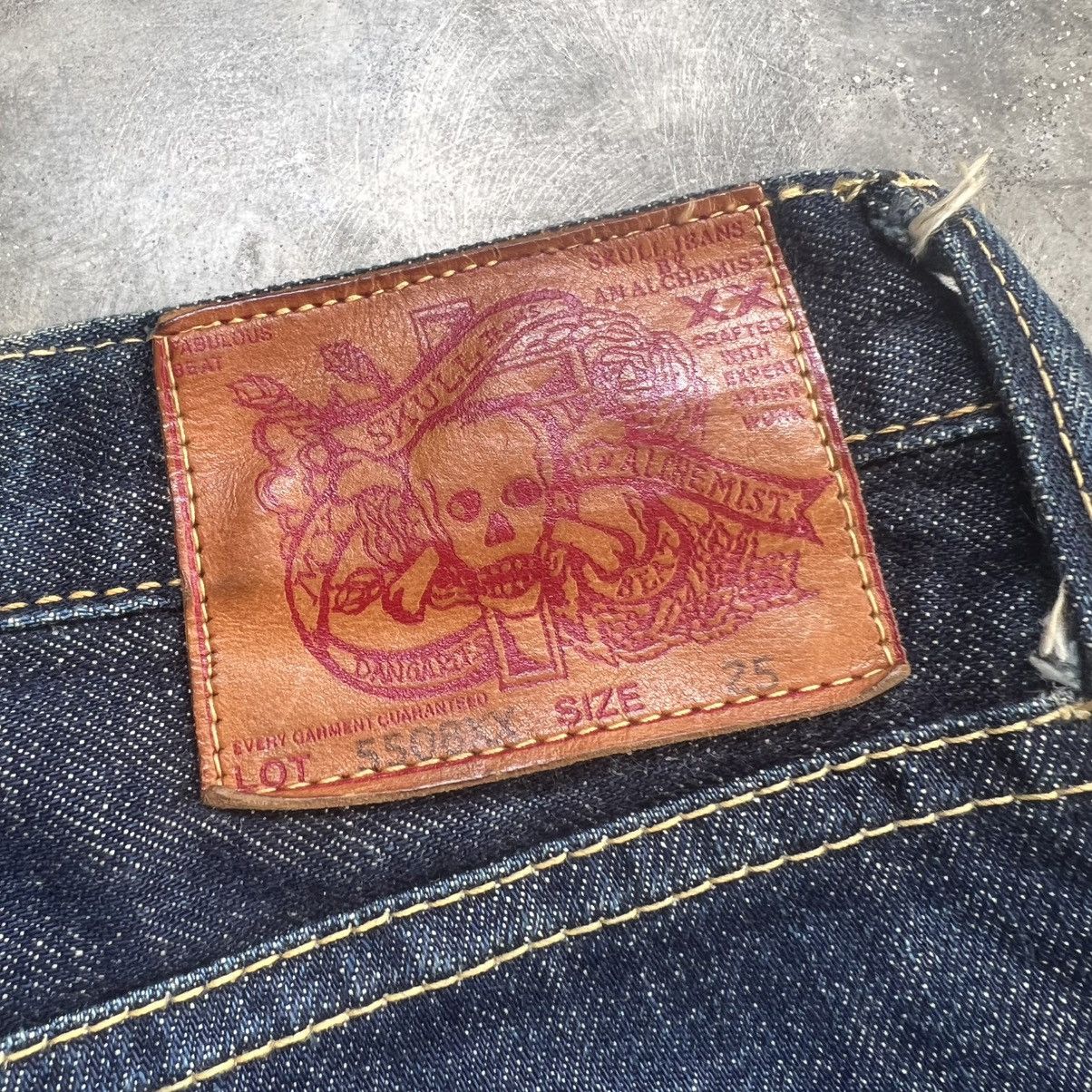 Japanese Brand 2000’s Skull Jeans by An Alchemist Distressed Flared Jeans Size US 26 / EU 42 - 15 Thumbnail