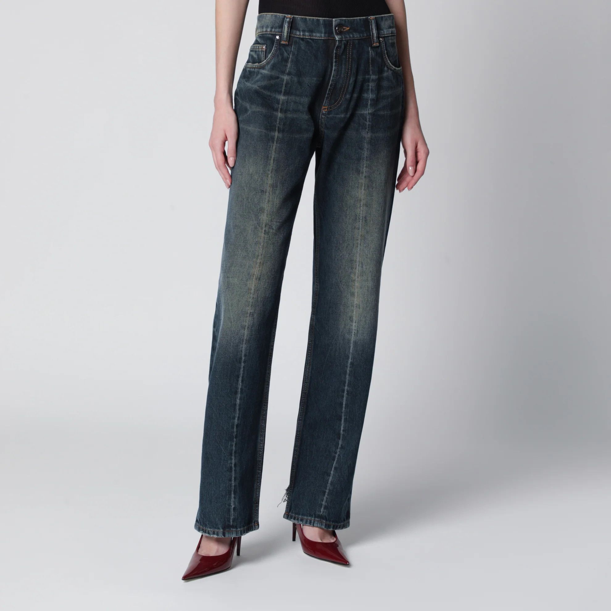 Versace o1d2blof0426 Regular-Fit Cotton Denim Jeans in Dark Blue Size 25" / US 0 / IT 36 - 1 Thumbnail
