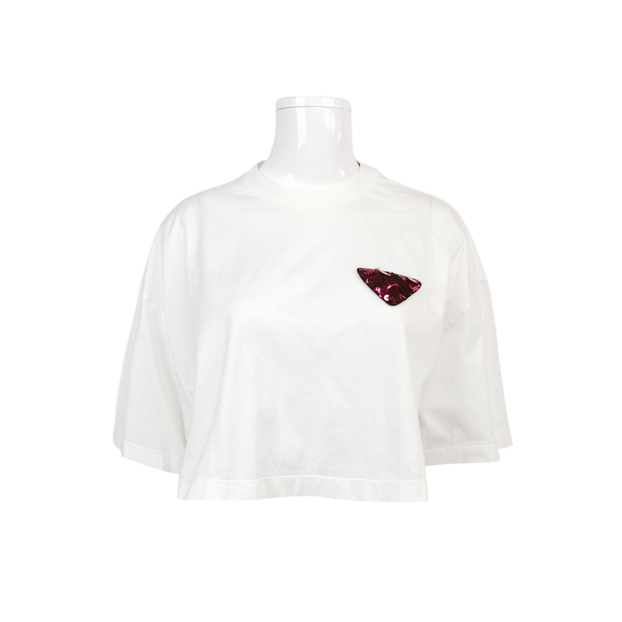 Prada Prada Sequin Triangle Logo T-Shirt Size M Size US M / EU 48-50 / 2 - 1 Thumbnail