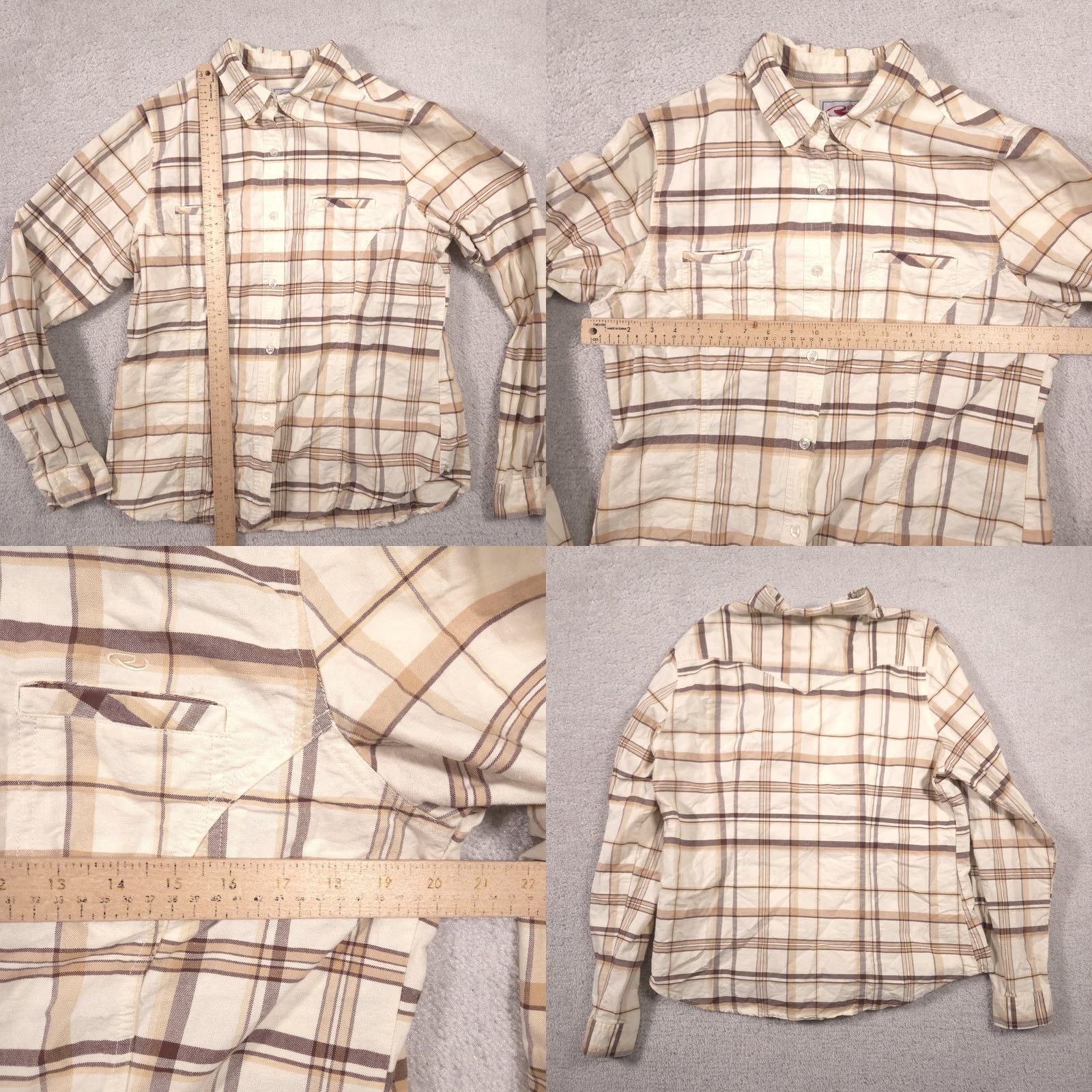 Roper Roper Shirt Womens XL Beige Plaid Western Button Front Long Sleeve Top Cotton Size XL / US 12-14 / IT 48-50 - 8 Thumbnail