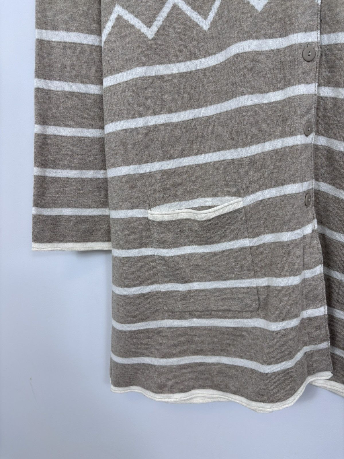 Gudrun Sjoden Gudrun Sjoden Women’s Beige Geometric Knit Cardigan Sweater Size L / US 10 / IT 46 - 6 Thumbnail
