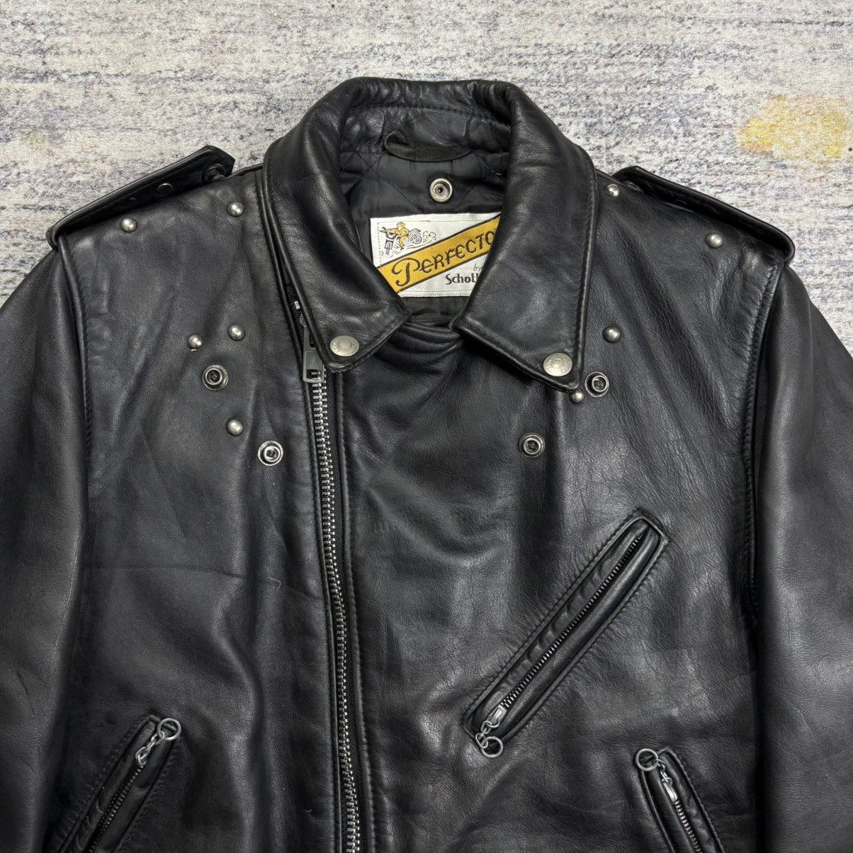 Schott Vintage 90s Schott 618 double riders studded leather jacket Size US S / EU 44-46 / 1 - 5 Thumbnail