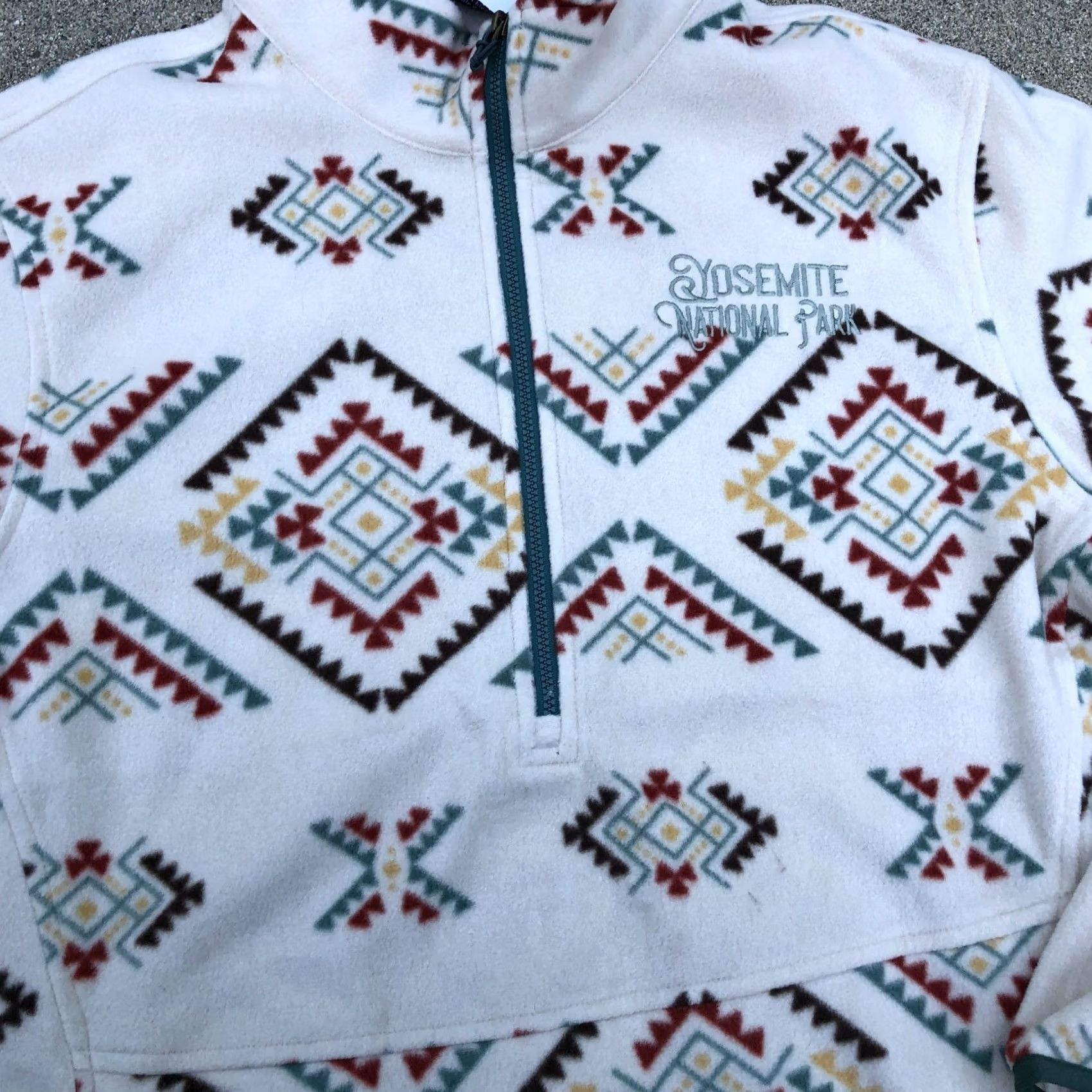 Vintage PRAIRIE MOUNTAIN 1/2 Zip Yosemite National Park Pullover Sweatshirt MED Fleece Shirt Mens M Yellow Multi Size US M / EU 48-50 / 2 - 3 Thumbnail