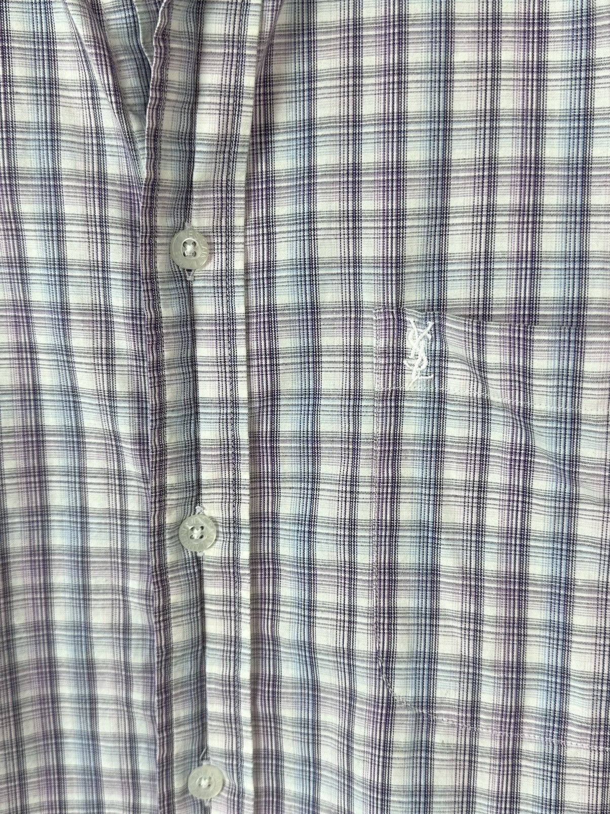 Yves Saint Laurent Vintage YvesSaintLaurent Check Cotton Short Sleeve Shirt Size US M / EU 48-50 / 2 - 6 Thumbnail