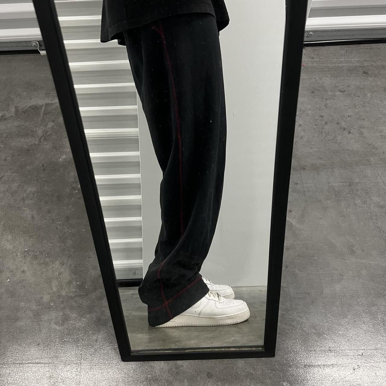 Japanese Brand × Vintage Vintage Y2K Baggy Fit Black Sweatpants with red Accents! Size US 38 / EU 54 - 1 Thumbnail