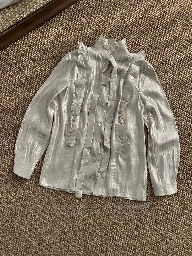 Gucci Gucci Ruffled shiny satin shirt Size S / US 4 / IT 40 - 1 Thumbnail