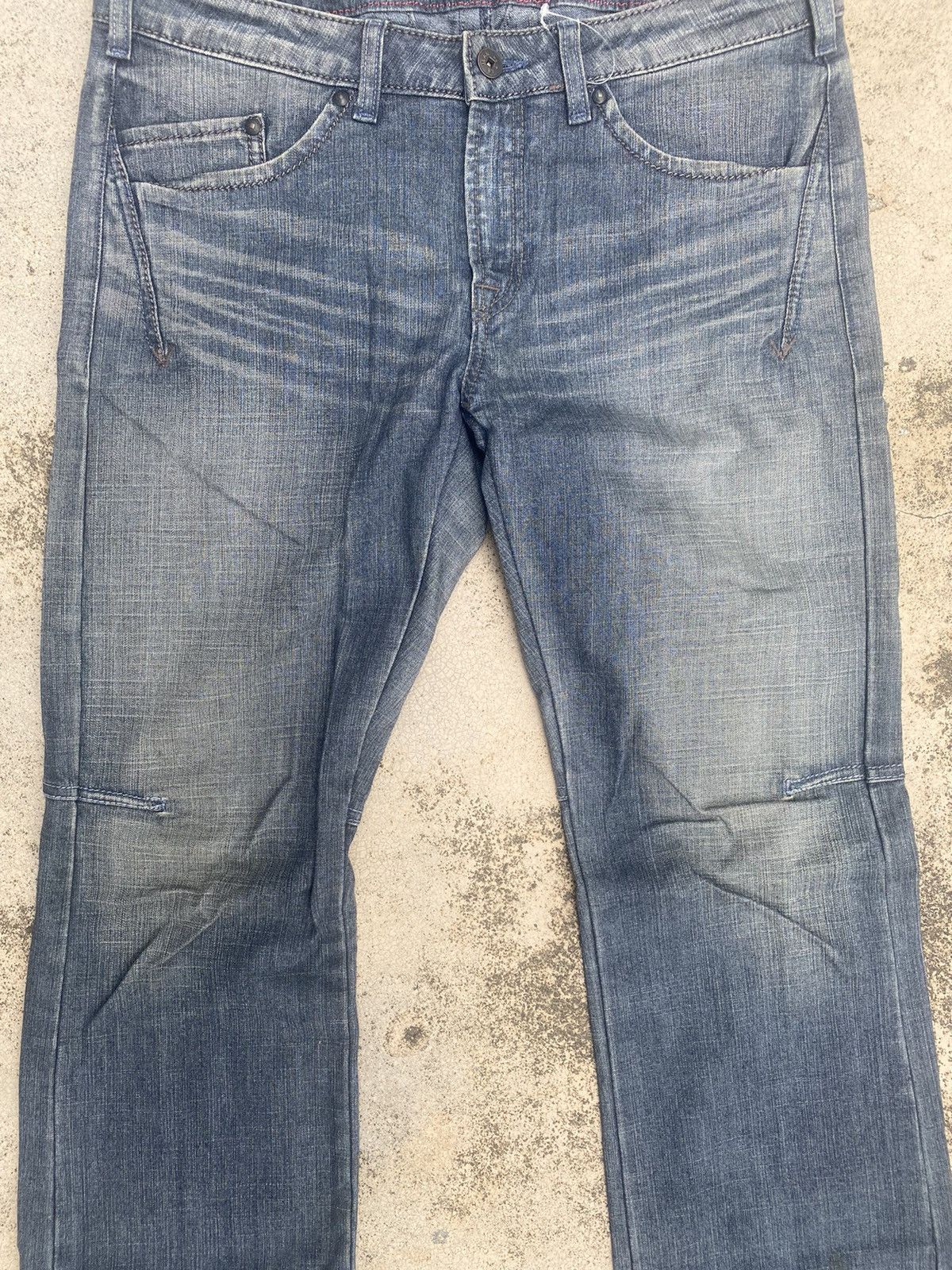 If Six Was Nine × Le Grande Bleu (L.G.B.) × Marithe + Francois Girbaud Flare Jeans Marithe Francois Girbaud Faded Denim Jeans Size US 34 / EU 50 - 8 Thumbnail