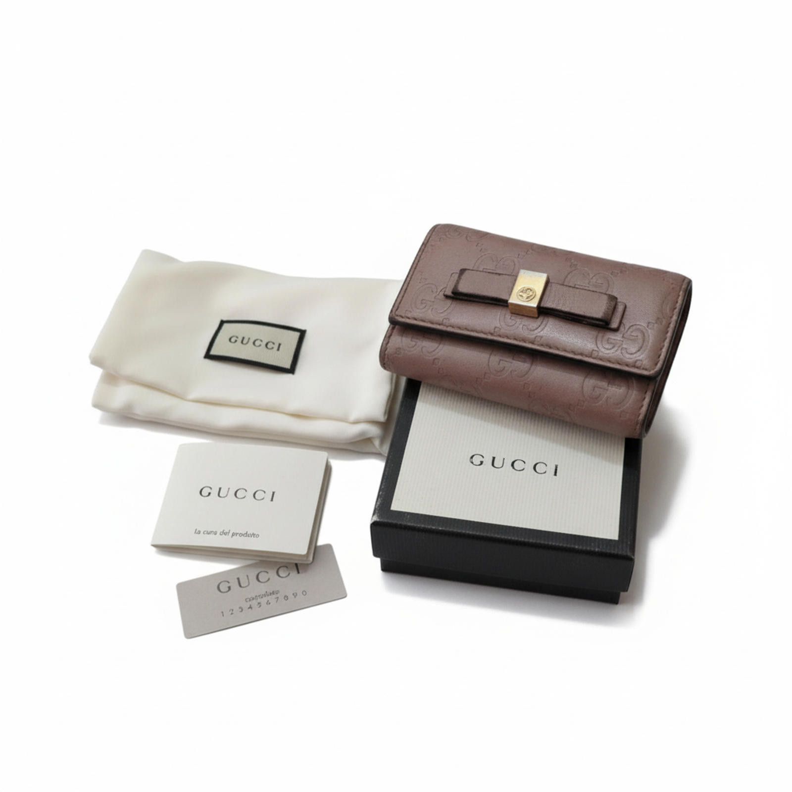 Gucci Gucci - Brown Leather Wallet Bow Detail Size ONE SIZE - 1 Thumbnail