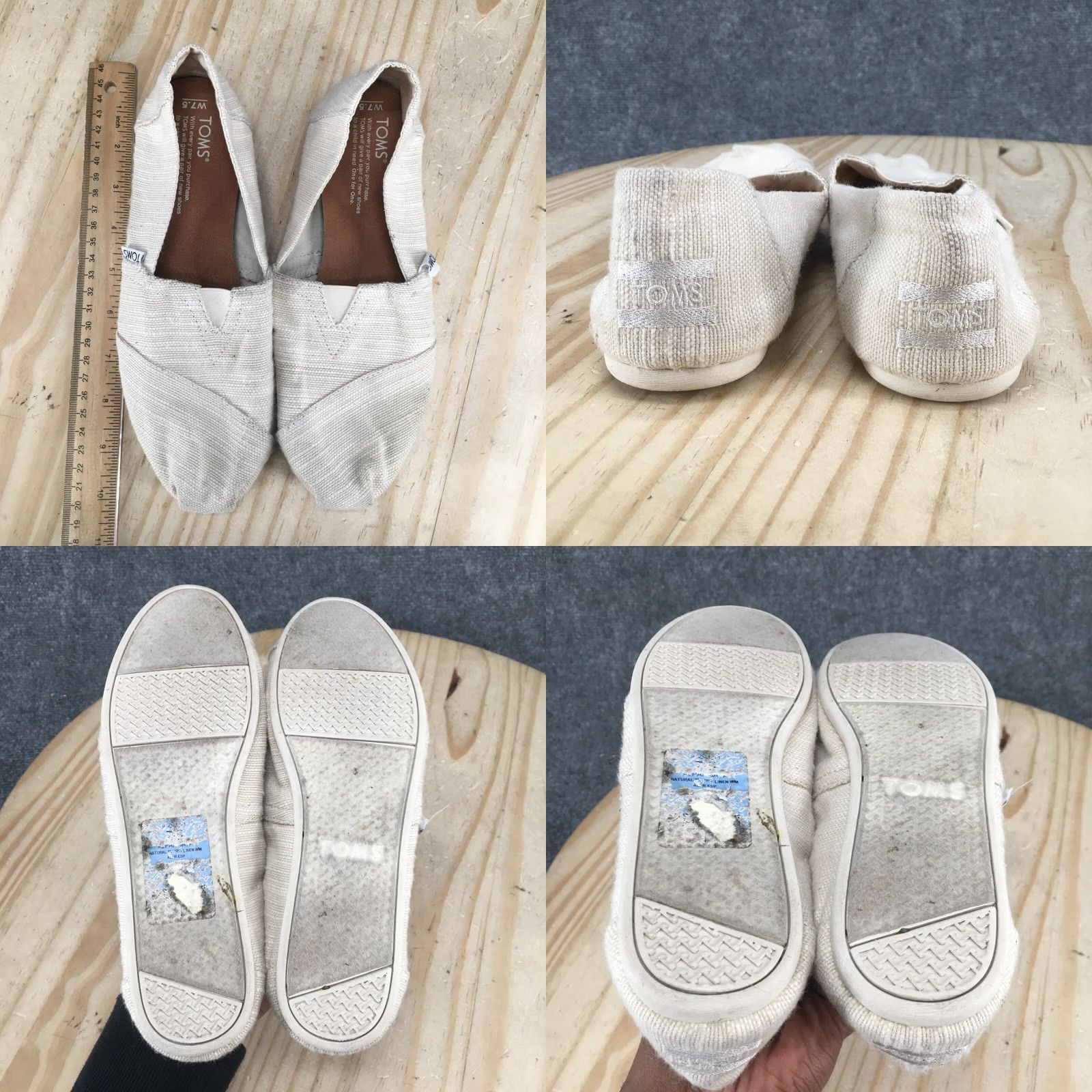 Toms TOMS Shoes Womens Casual Slip-On Flat Comfort Cream Canvas Low Top 7.5 Size UK 5.5 US 7.5 EU 38 Ivory Womens Shoes Slip-On Flat Casual Size M / US 6-8 / IT 42-44 - 8 Thumbnail