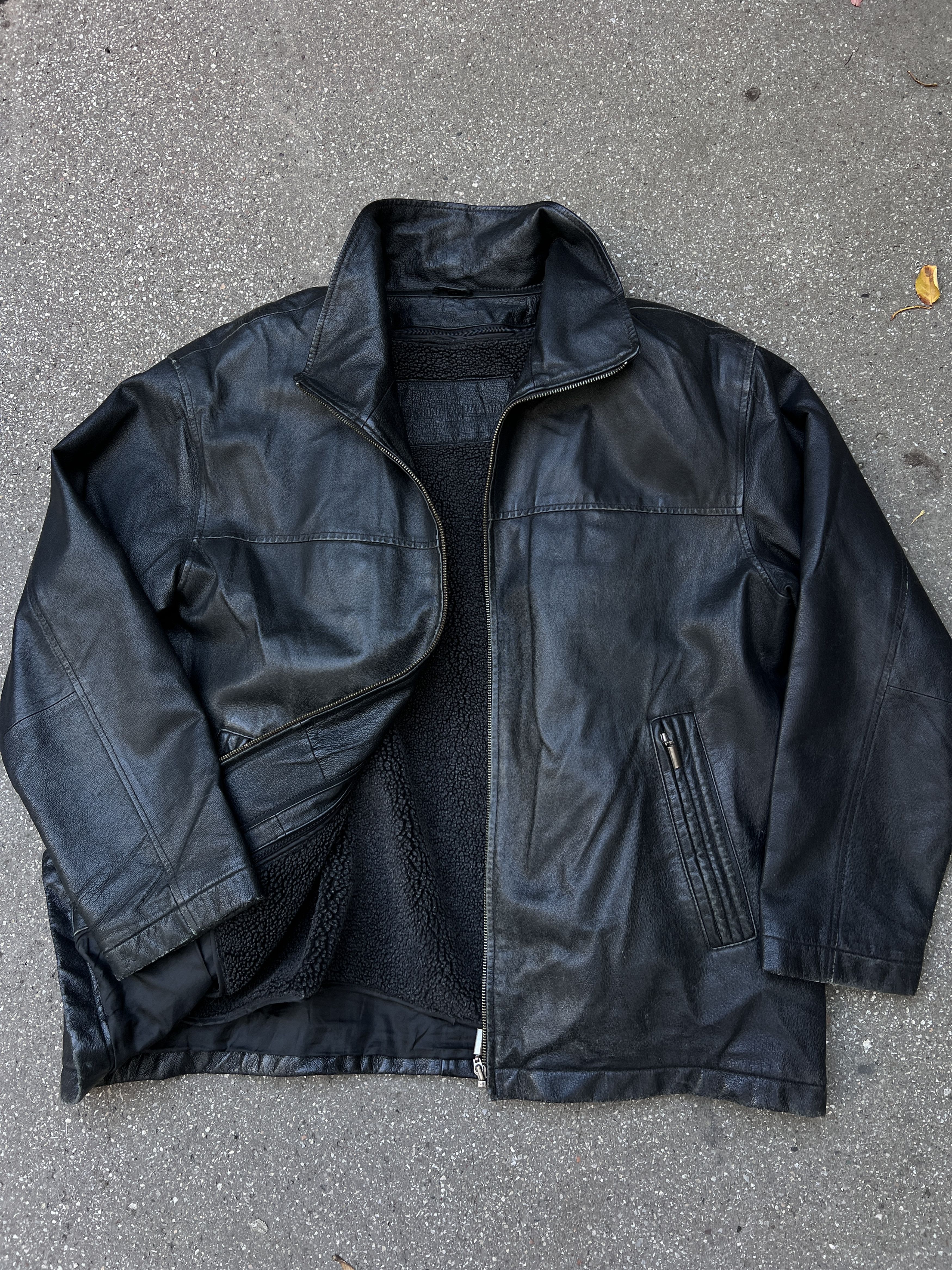 14th Addiction Winter Vintage 00s leather long coat jacket 2in1 vest fleece Size US XL / EU 56 / 4 - 10 Thumbnail