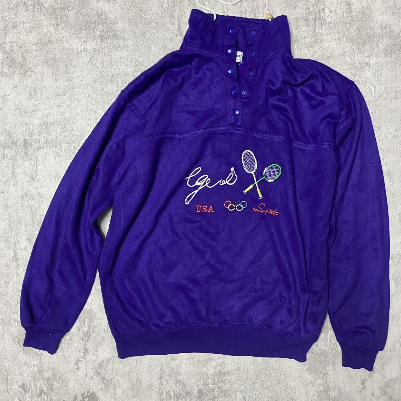 Other 80s purple and yellow embroidered tennis sweatshirt Size US L / EU 52-54 / 3 - 1 Thumbnail