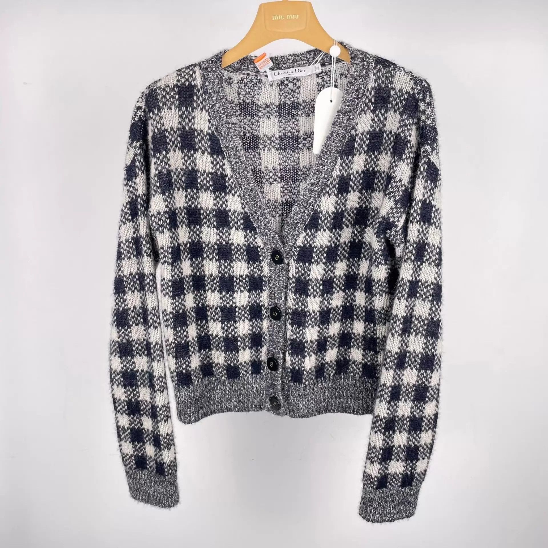 Dior Dior Wool Cardigan Black White Checkered 36 Size XS / US 0-2 / IT 36-38 - 1 Thumbnail