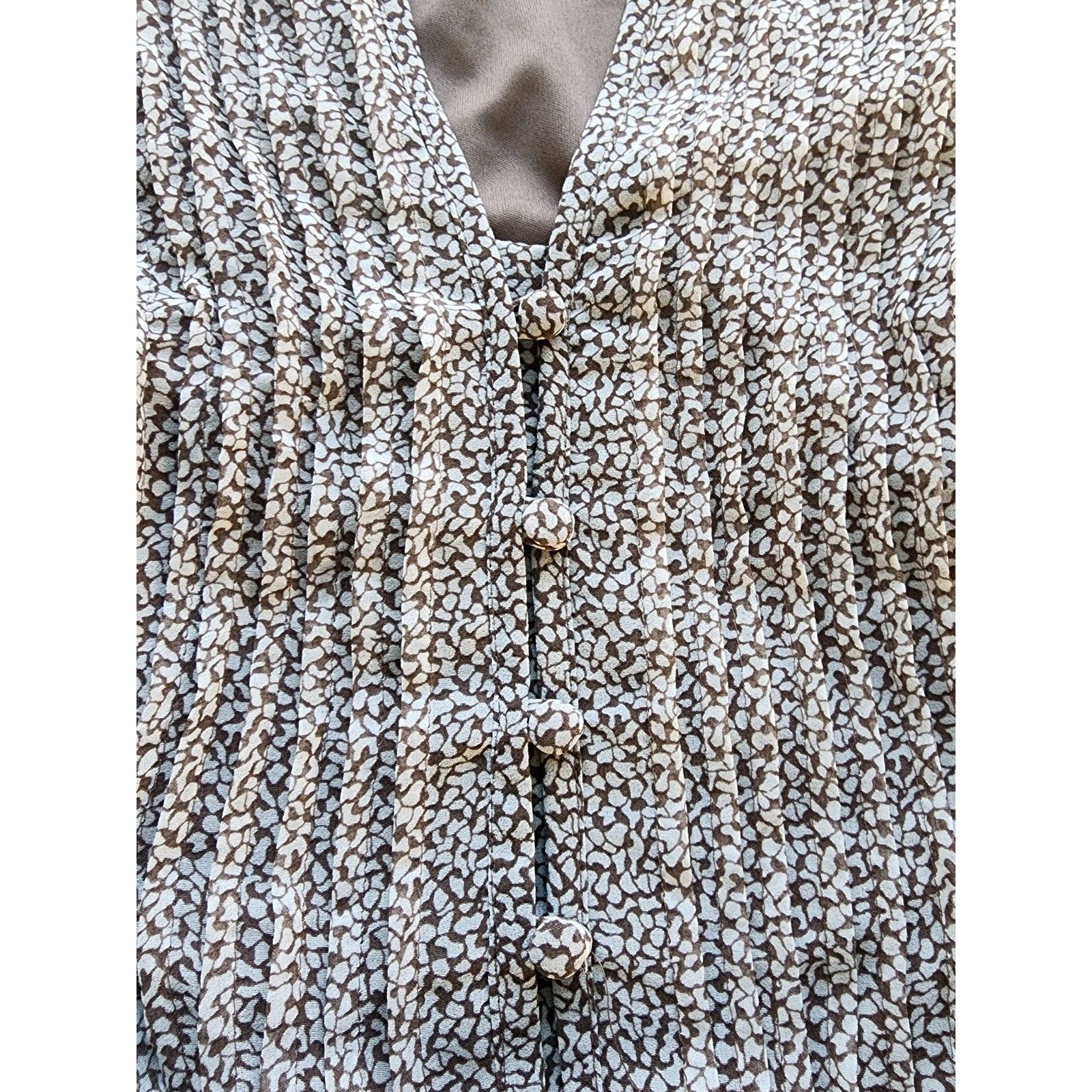 Other MSK Taupe and Cream Belted Ditsy Print Midi Dress Size 12 Size XL / US 12-14 / IT 48-50 - 7 Thumbnail