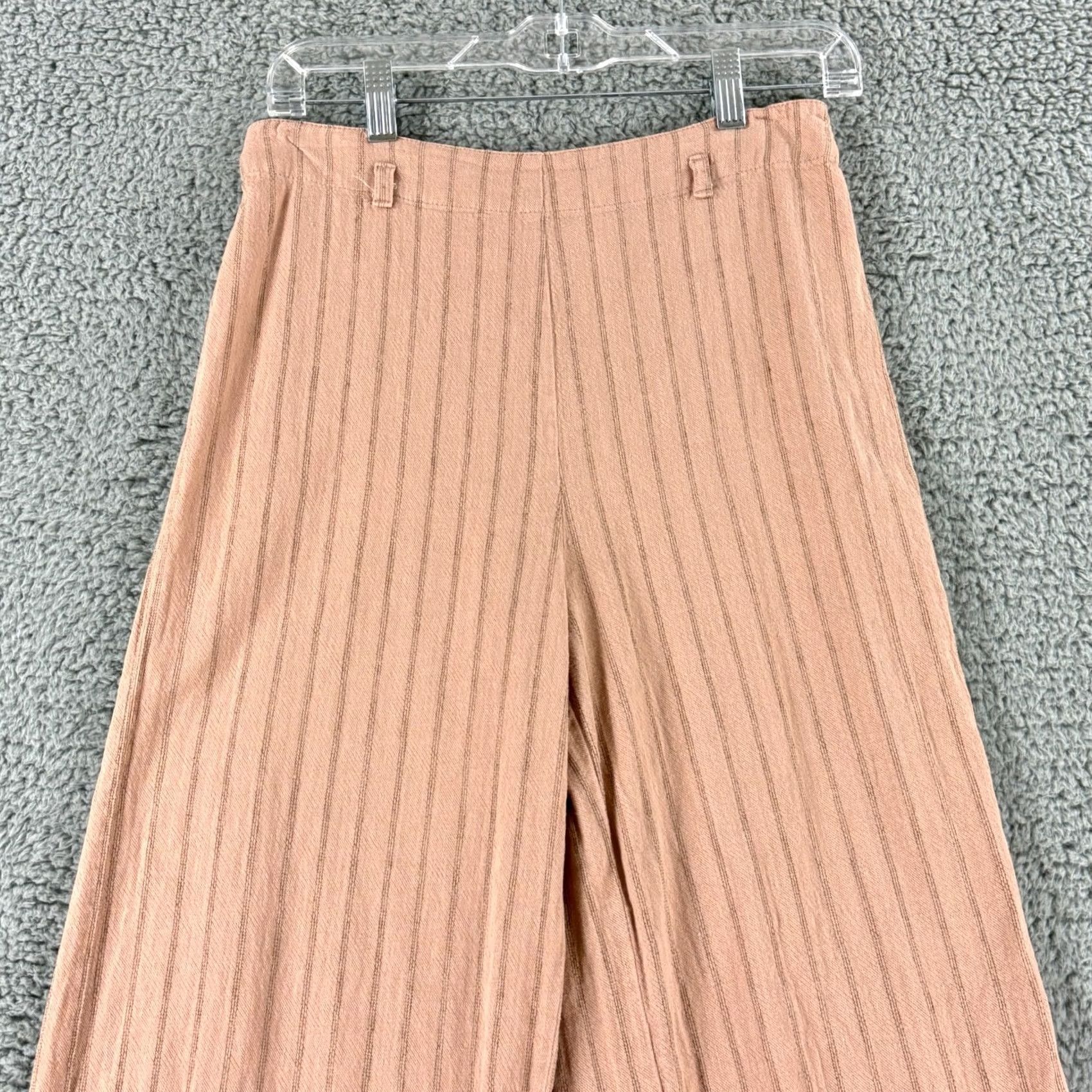 Urban Outfitters Urban Outfitters Pink Stripe Wide Leg Pants Womens Small High Rise Linen Blend Size 28" / US 6 / IT 42 - 2 Thumbnail