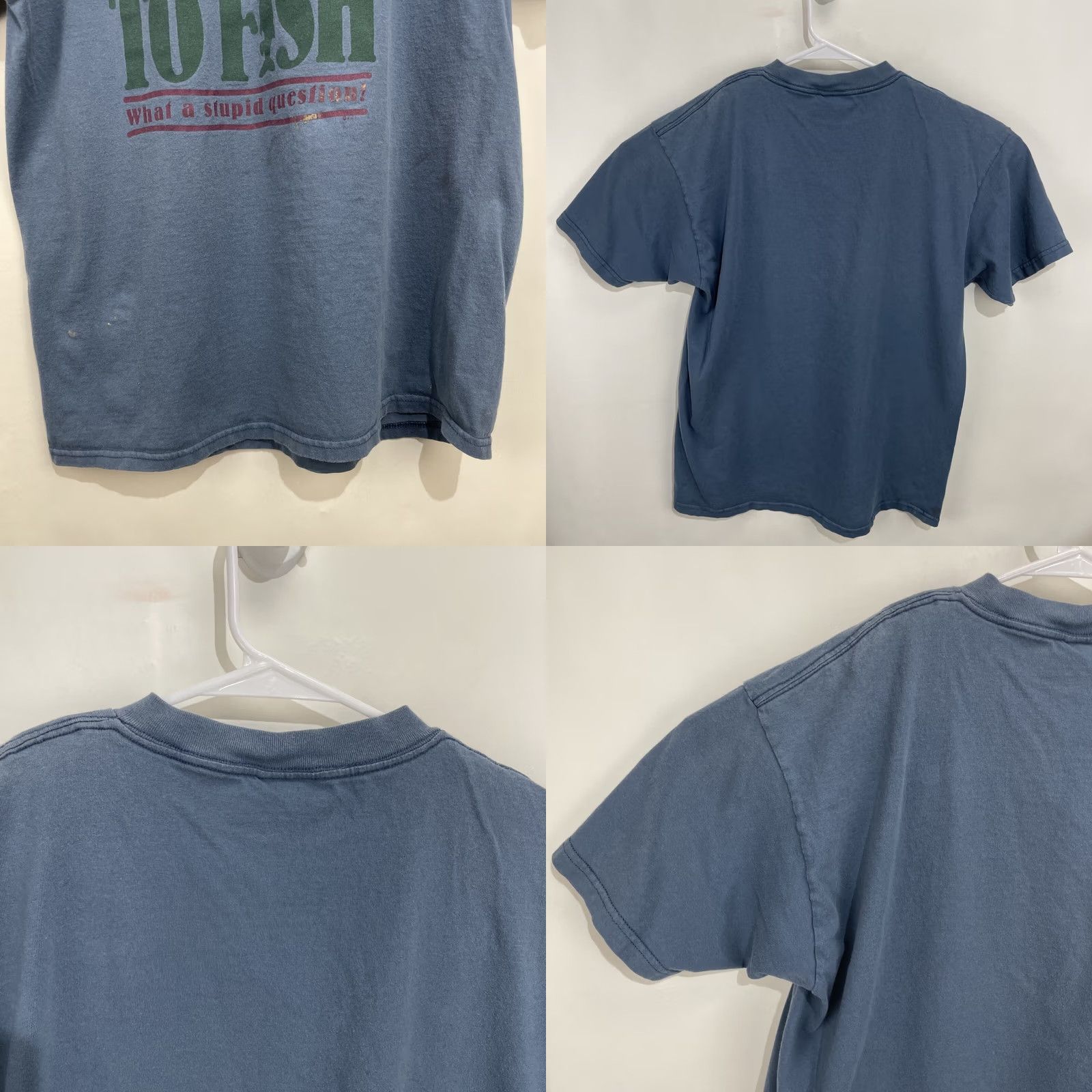 Tultex VINTAGE Tultex T-Shirt Men XL Blue Distressed Fisherman Logo Graphic Print Short Sleeve Crew Neck All Seasons Regular Fit 2000-2009 Man Size US XL / EU 56 / 4 - 9 Thumbnail