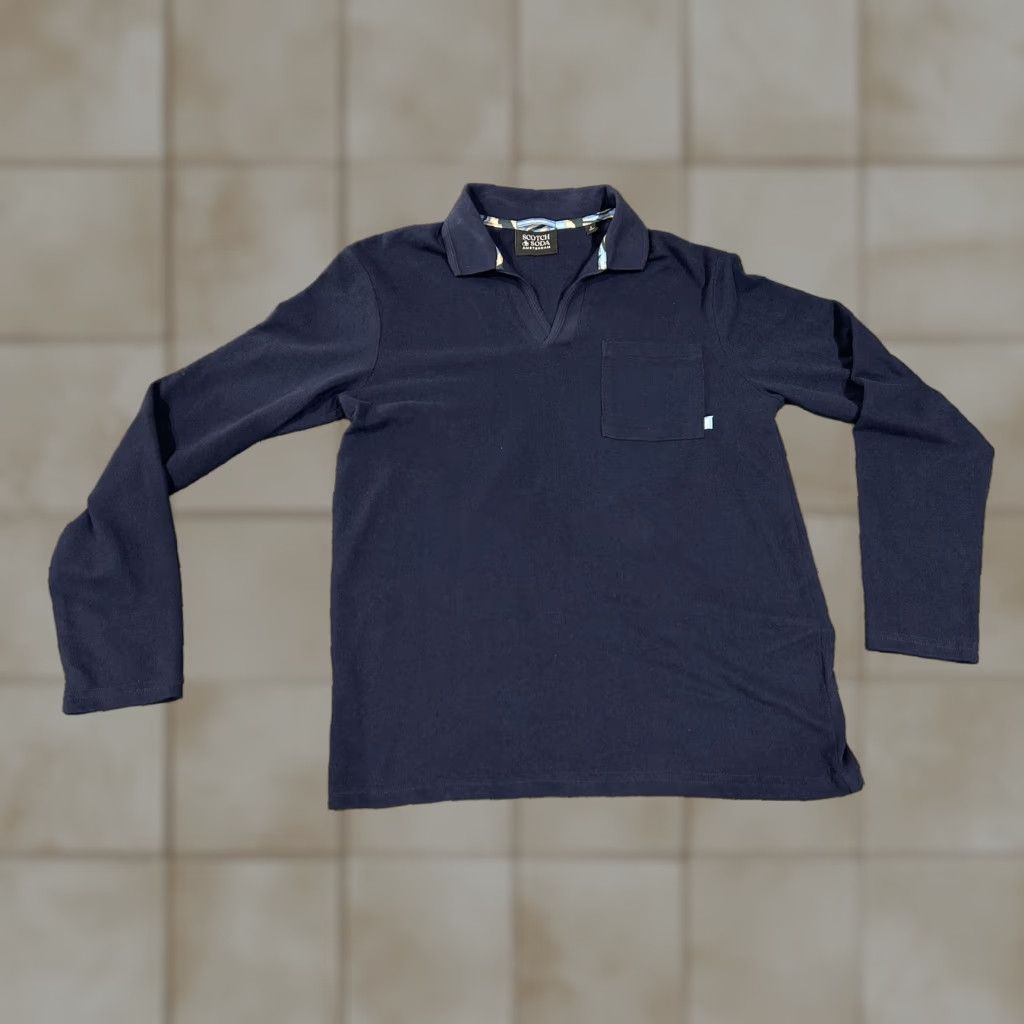 Scotch & Soda SCOTCH & SODA Polo Shirt Mens Small Blue Long Sleeve Knit Pocket Casual Size US S / EU 44-46 / 1 - 1 Thumbnail