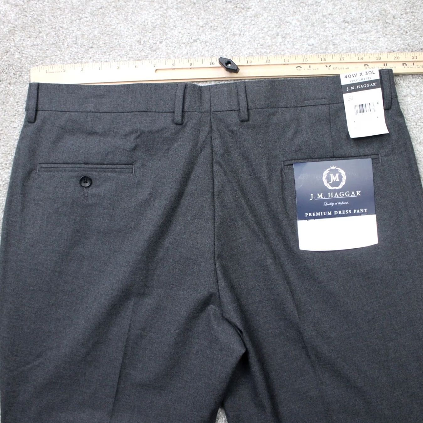 Haggar Haggar Premium Dress Pants Mens 40x30 Gray Straight Fit NWT Wool Polyester Front Flat Front Stretch Comfort Dress Pants Men Size US 40 / EU 56 - 6 Thumbnail