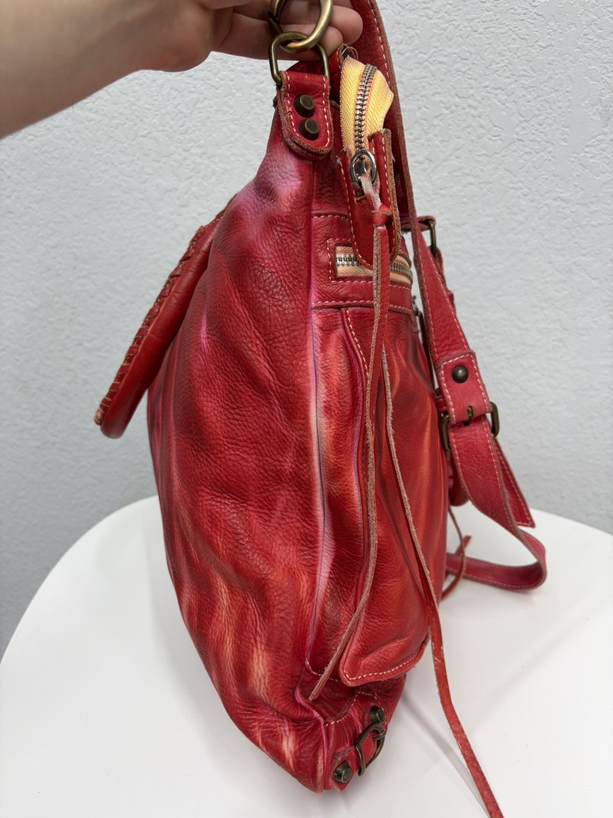 KMRii Balenciaga City Style Red Distressed Leather Bag Y2K Archive Size ONE SIZE - 23 Thumbnail