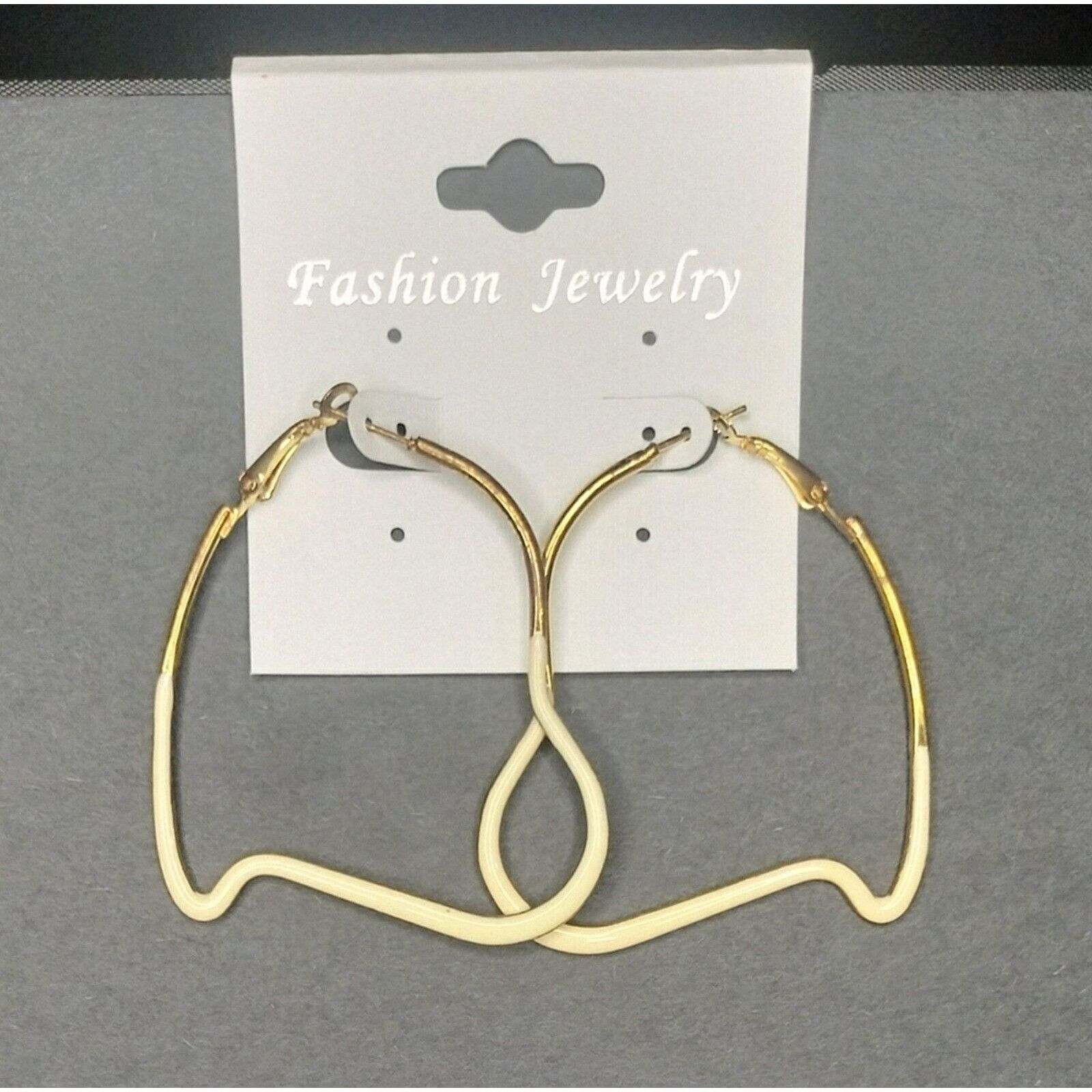 Other Hoop Earrings Fashion Jewelry Eggshell White Asymmetrical He Size ONE SIZE - 11 Thumbnail