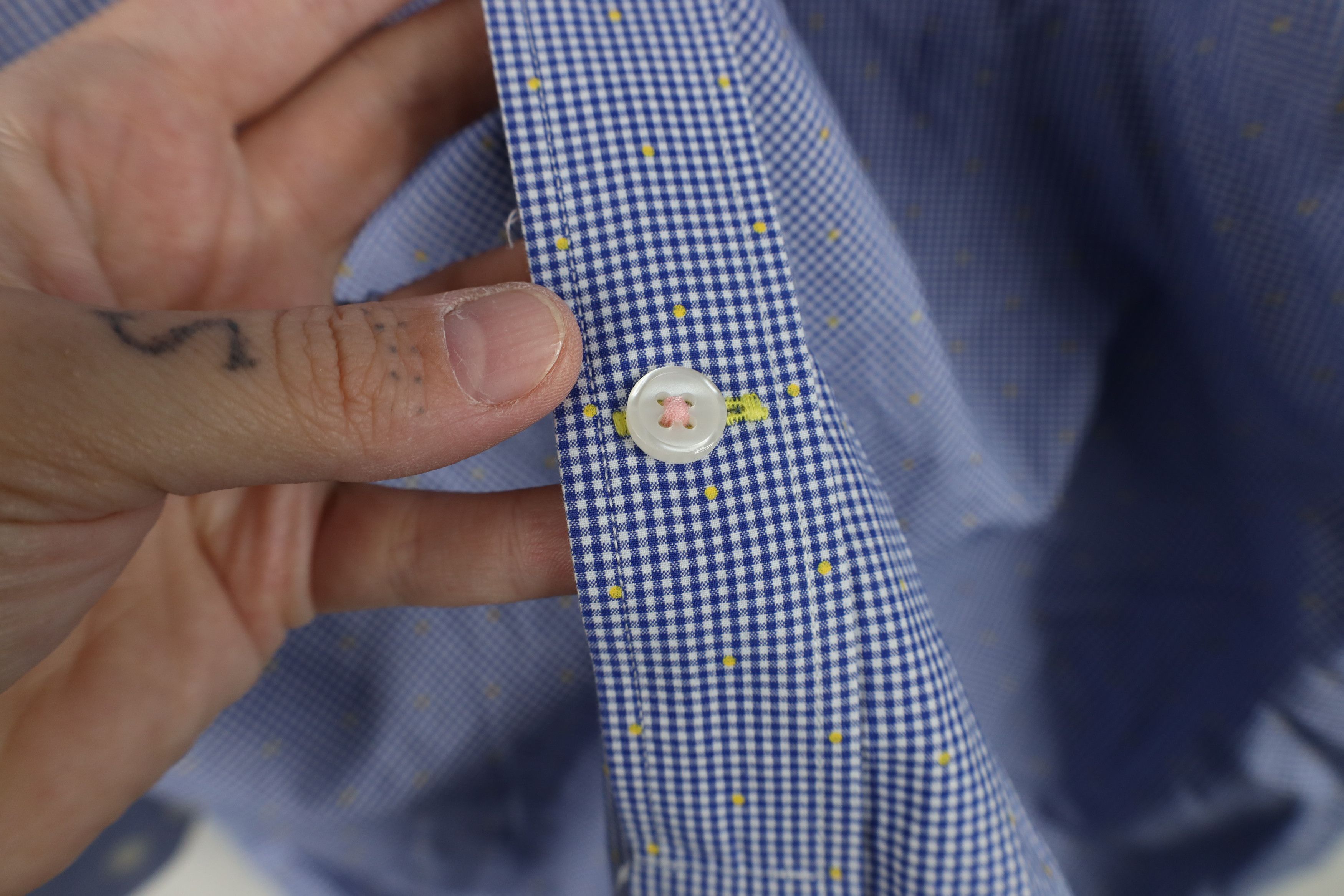 Vintage Thomas Pink Polka Dot Plaid Collared Button Down Shirt Blue Size US XXL / EU 58 / 5 - 9 Thumbnail