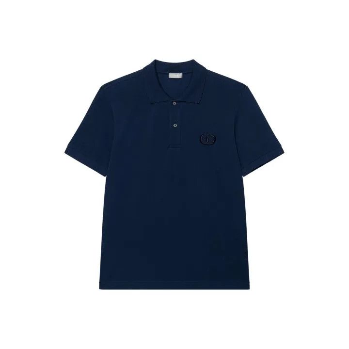 Dior Dior Navy Blue Cotton Polo Shirt for Men 0079 Size US M / EU 48-50 / 2 - 1 Thumbnail