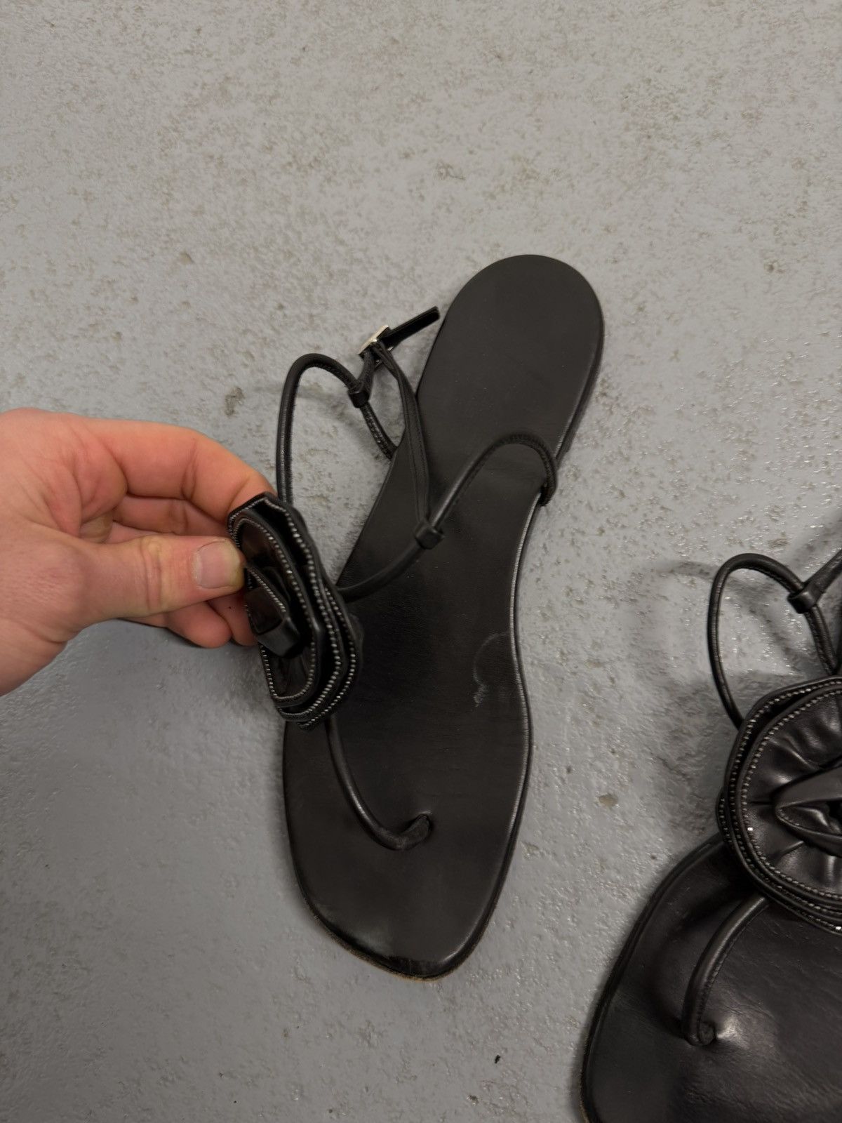 Saint Laurent Paris Saint Laurent Leather Flower Sandals Size US 7.5 / IT 37.5 - 3 Thumbnail