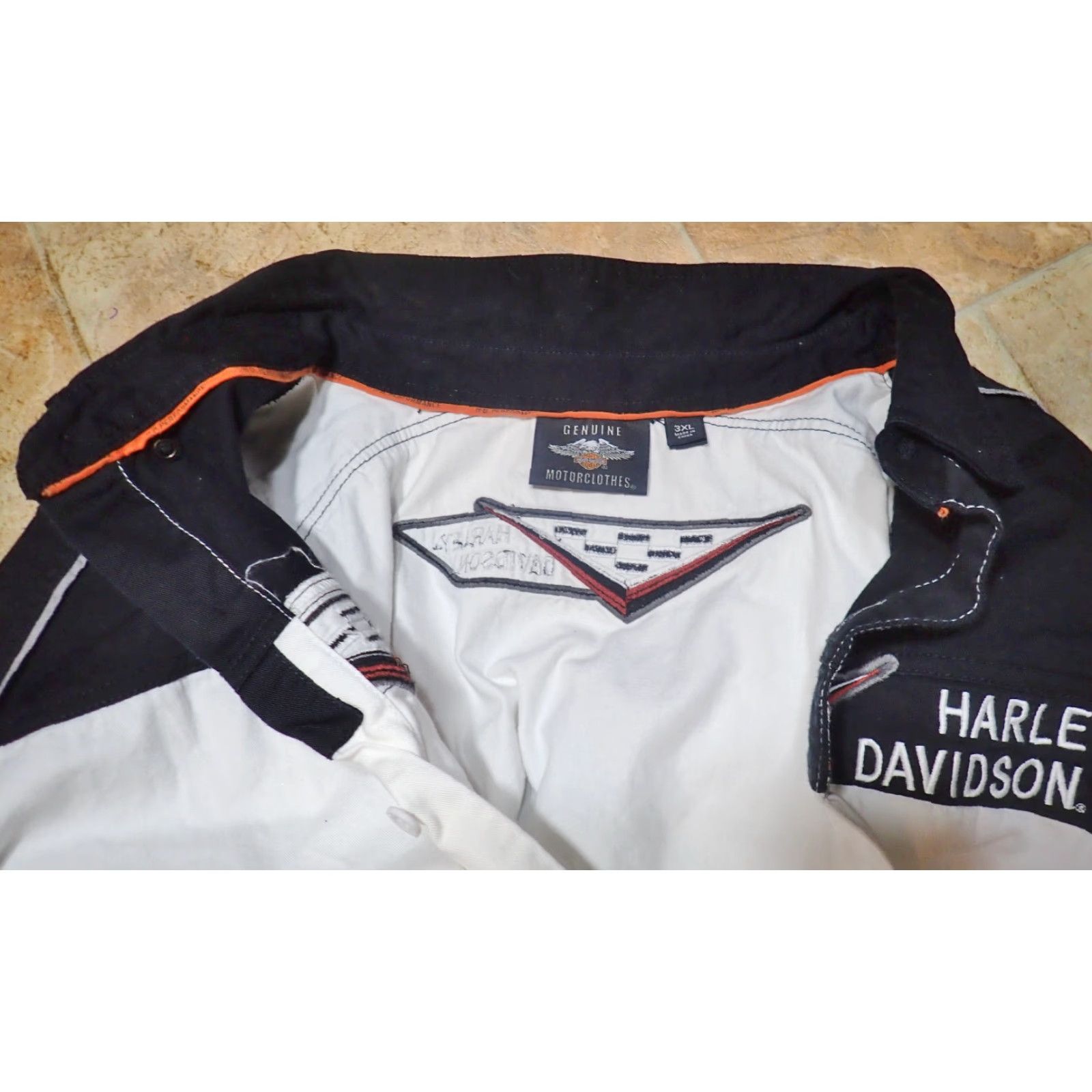 Harley Davidson Harley-Davidson Mens Racing Embroidered Button-Down Shop Shirt 3XL White Black Multicolor Embroidered 3XL Shirt Size US XXL / EU 58 / 5 - 6 Thumbnail
