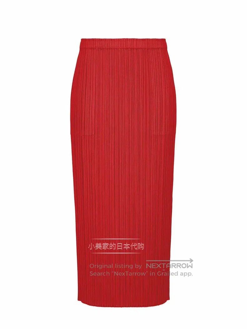 Issey Miyake Issey Miyake size:3 Red Pleated Midi Skirt Size 31" - 2 Thumbnail