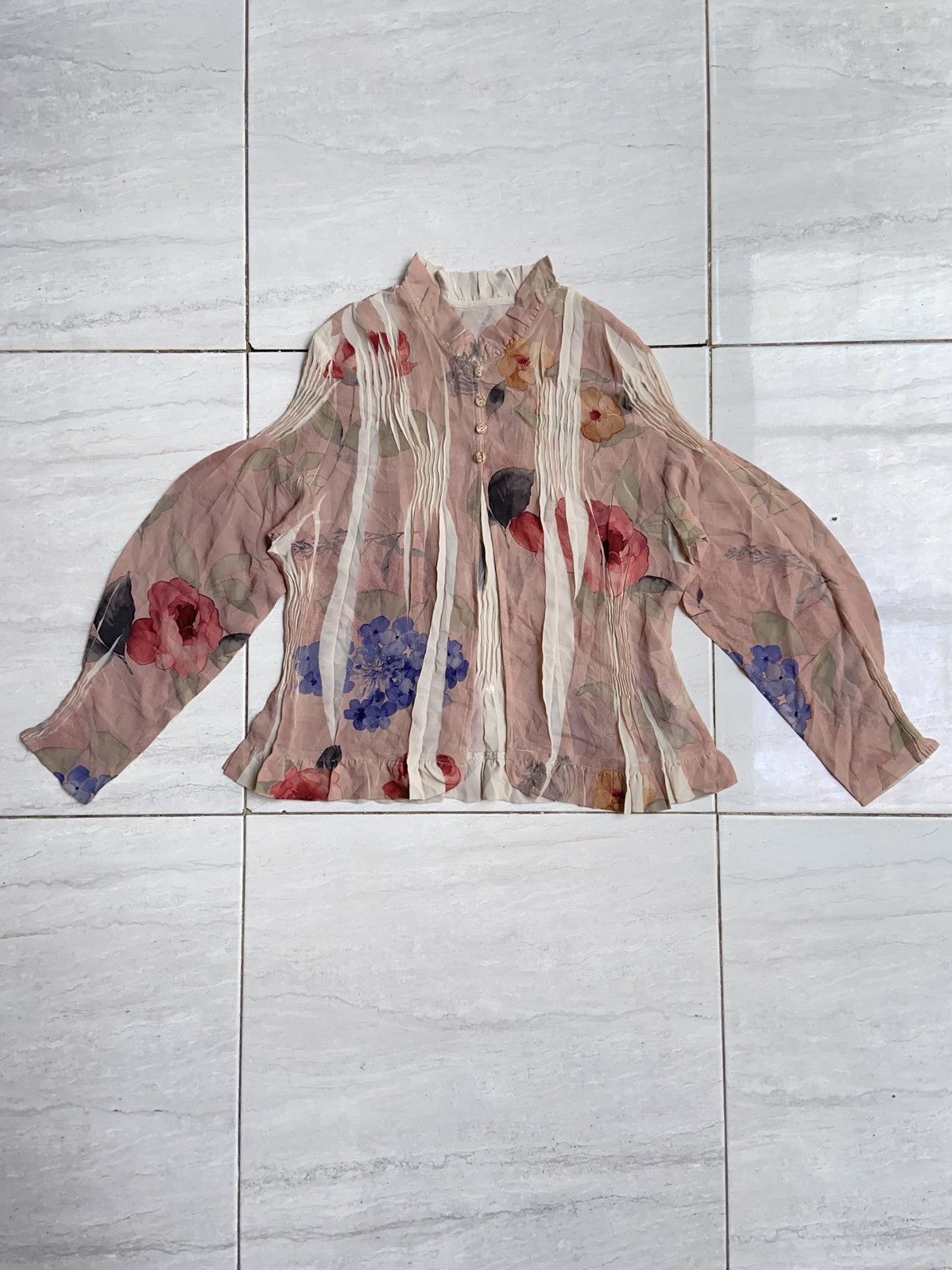 Other Issey Miyake Floral Patterned Blouse Size S / US 4 / IT 40 - 1 Thumbnail