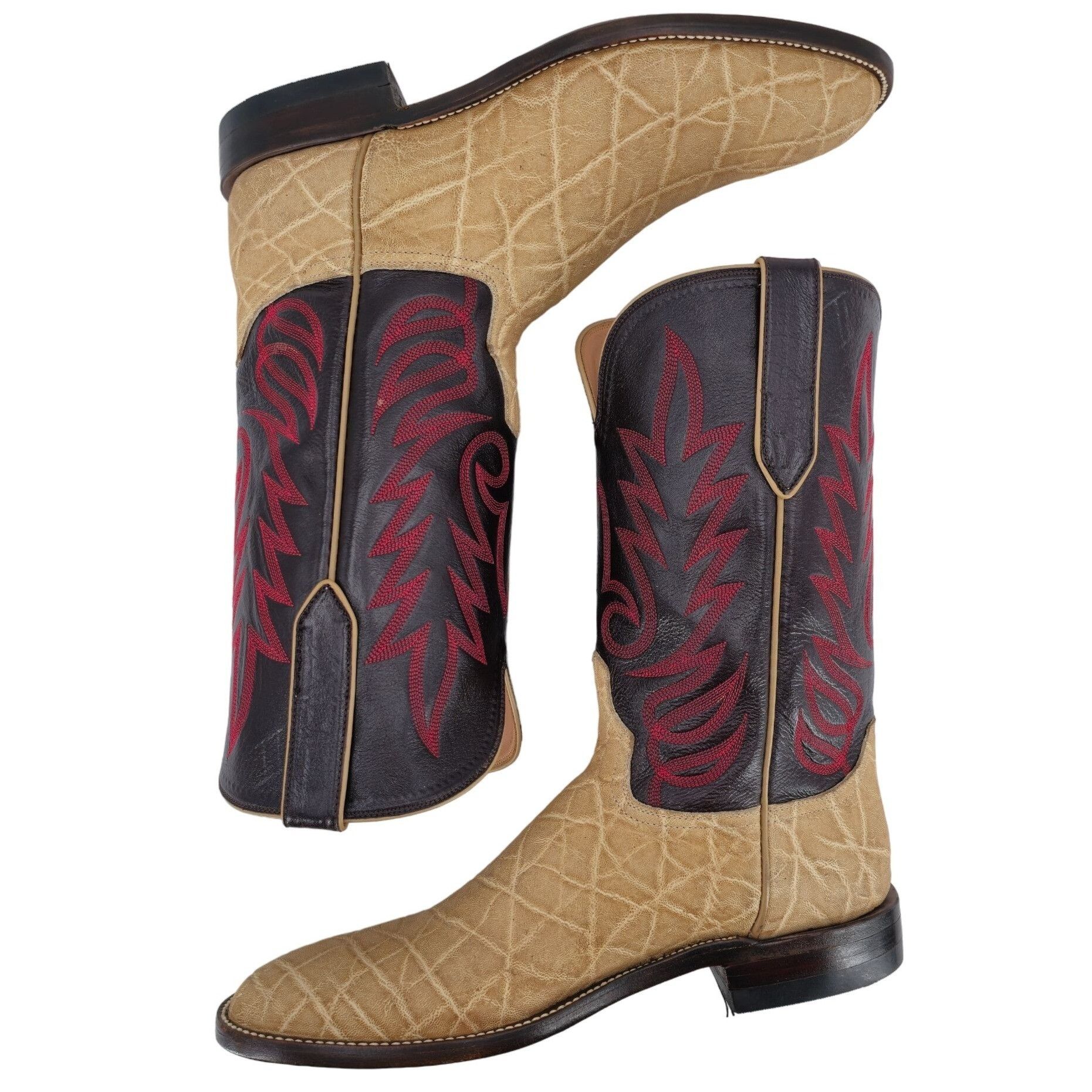 Other NEW Custom Exotic Elephant Mens 12 Brown Cowboy Western Boot Size US 12 / EU 45 - 7 Thumbnail