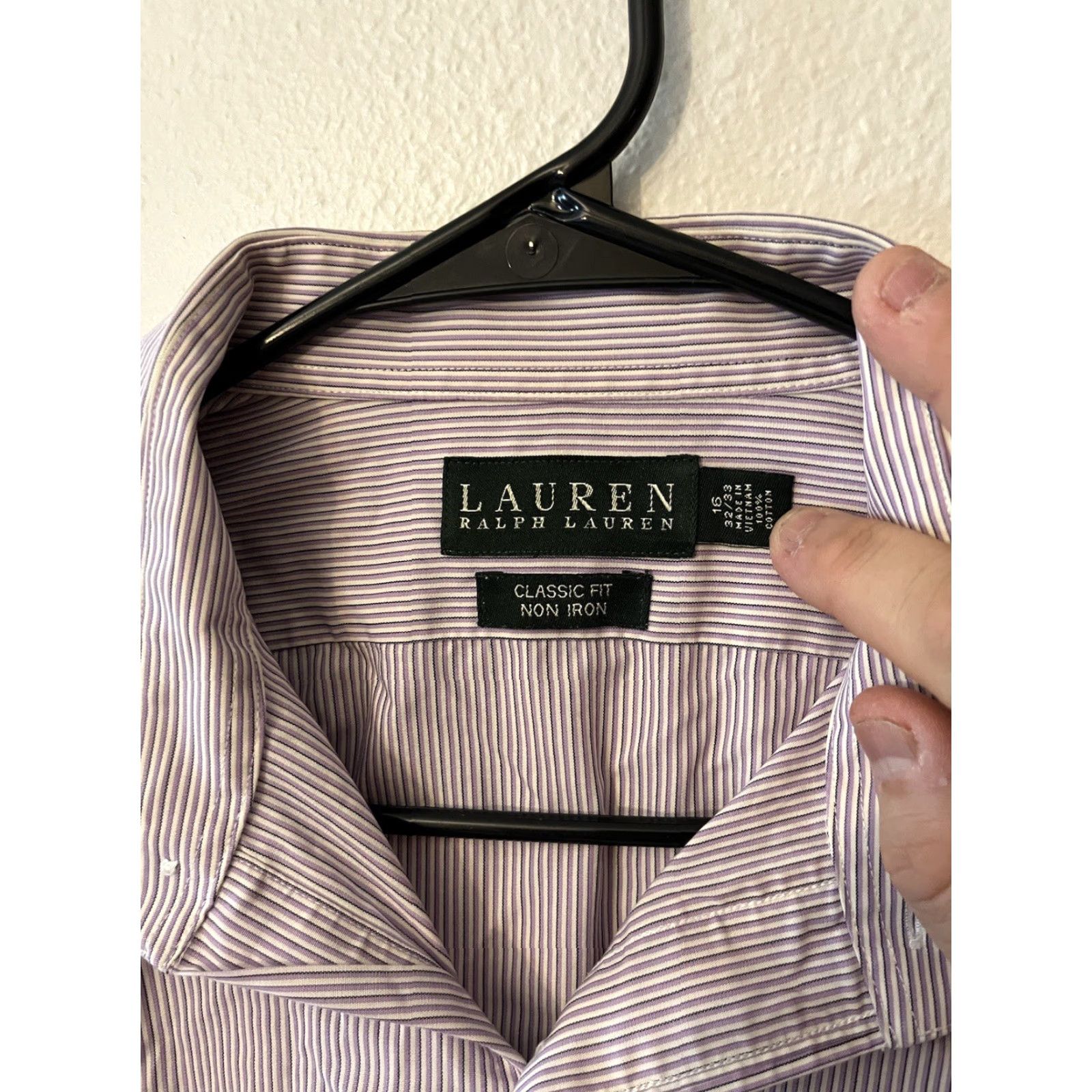 Ralph Lauren Lauren Ralph Lauren Shirt Men Purple Striped Non Iron Button-Up 16 Regular Fit Size L Casual Vintage No Size US L / EU 52-54 / 3 - 2 Thumbnail