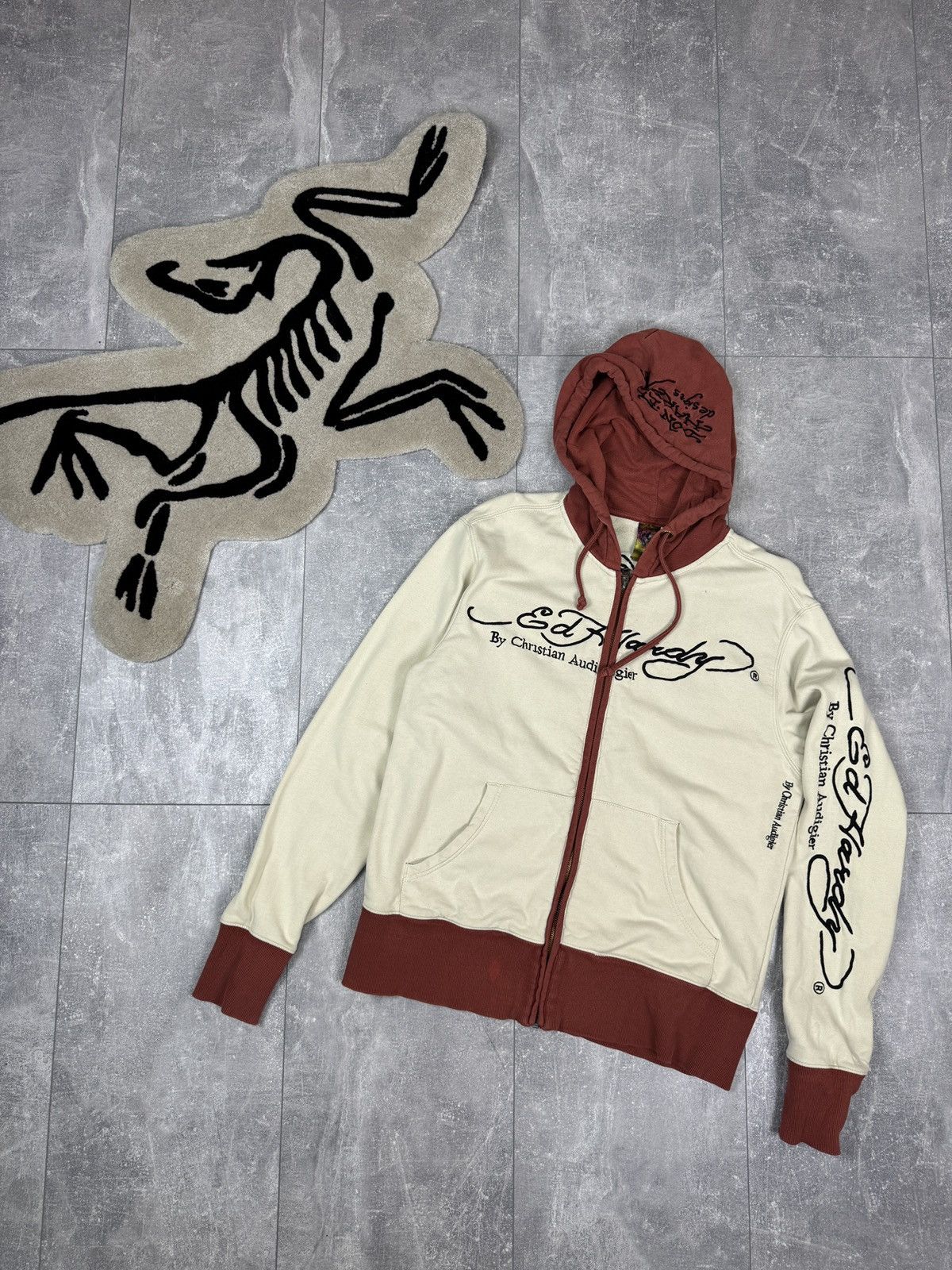 Christian Audigier × Ed Hardy × Japanese Brand Mens Vintage Ed Hardy zip hoodie Christian Audigier skeleton Size US S / EU 44-46 / 1 - 1 Thumbnail