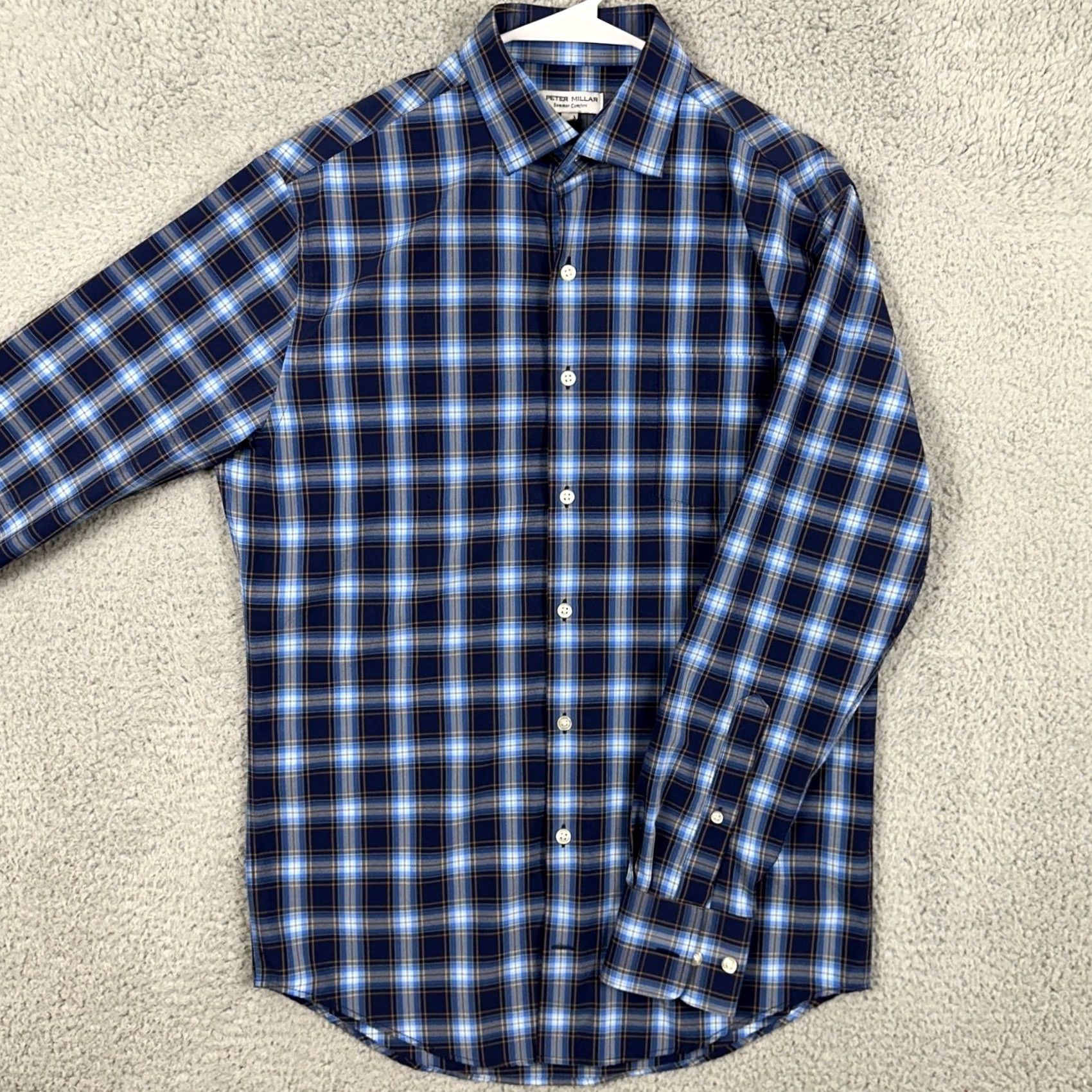 Peter Millar Peter Millar Shirt Button-Up Mens Small Blue Plaid Long Sleeve Summer Comfort Size US S / EU 44-46 / 1 - 2 Thumbnail