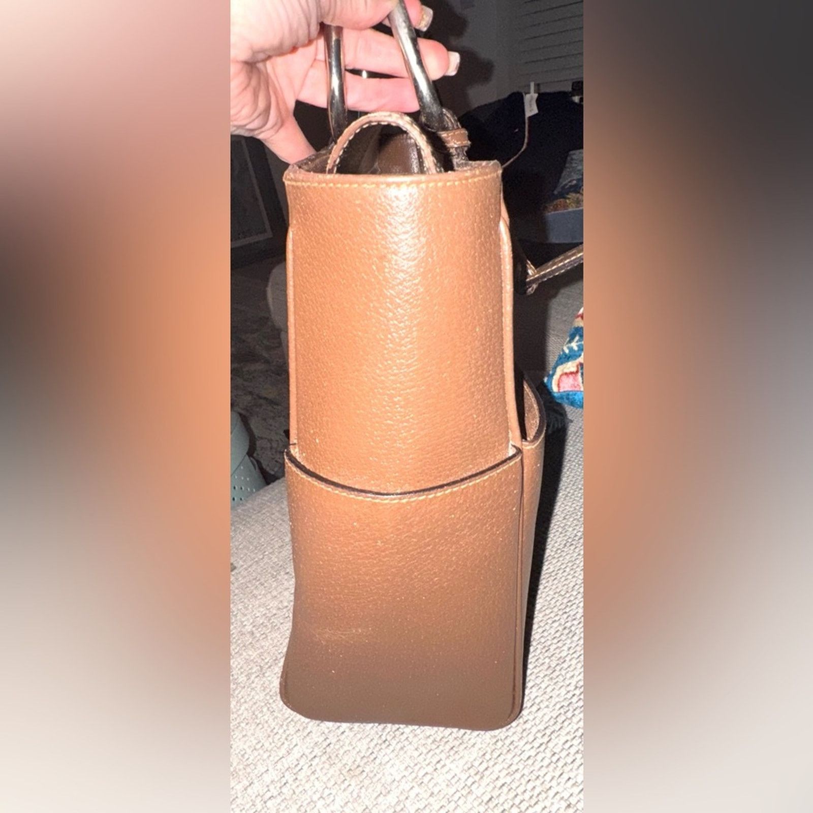 Gucci Gucci, Tom Ford era brown, leather tote w/circle top handles Size ONE SIZE - 5 Thumbnail